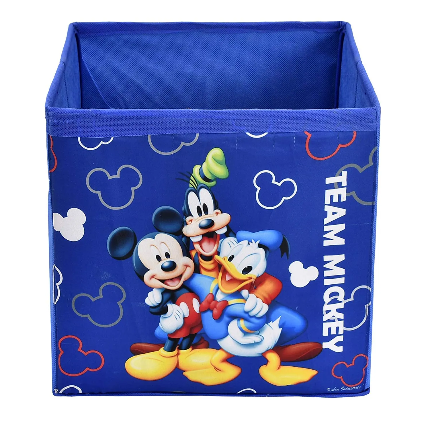 Kuber Industries Non-Woven Mickey & Friend Print Flodable Storage Box/Wardrobe Organizer For Home Decor (Blue) 54KM4248