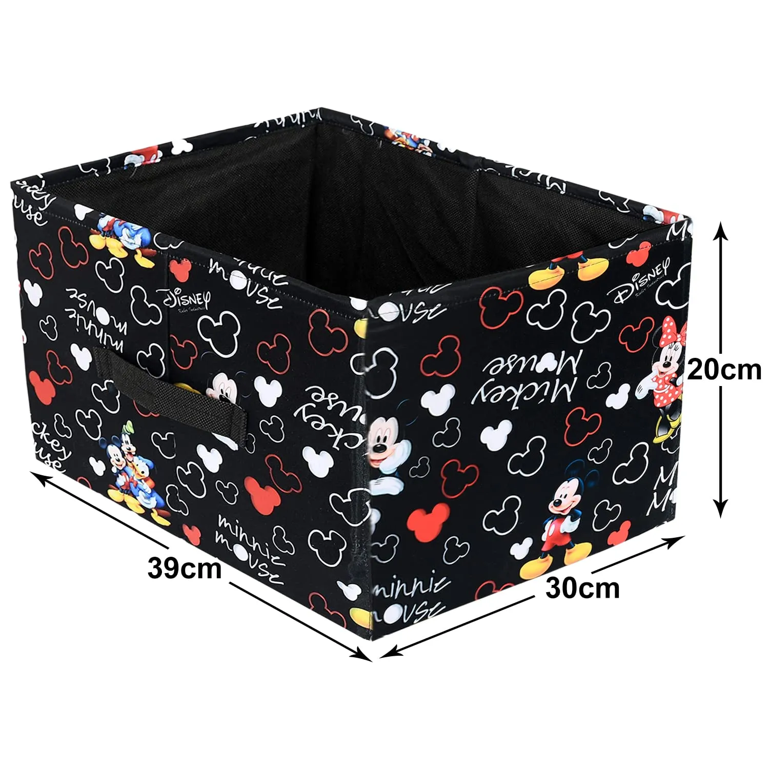 Kuber Industries Non-Woven Mickey Mouse Print Flodable Drawer Storage/Storage Box For Home Decor, Pack of 2 (Black) 54KM4221