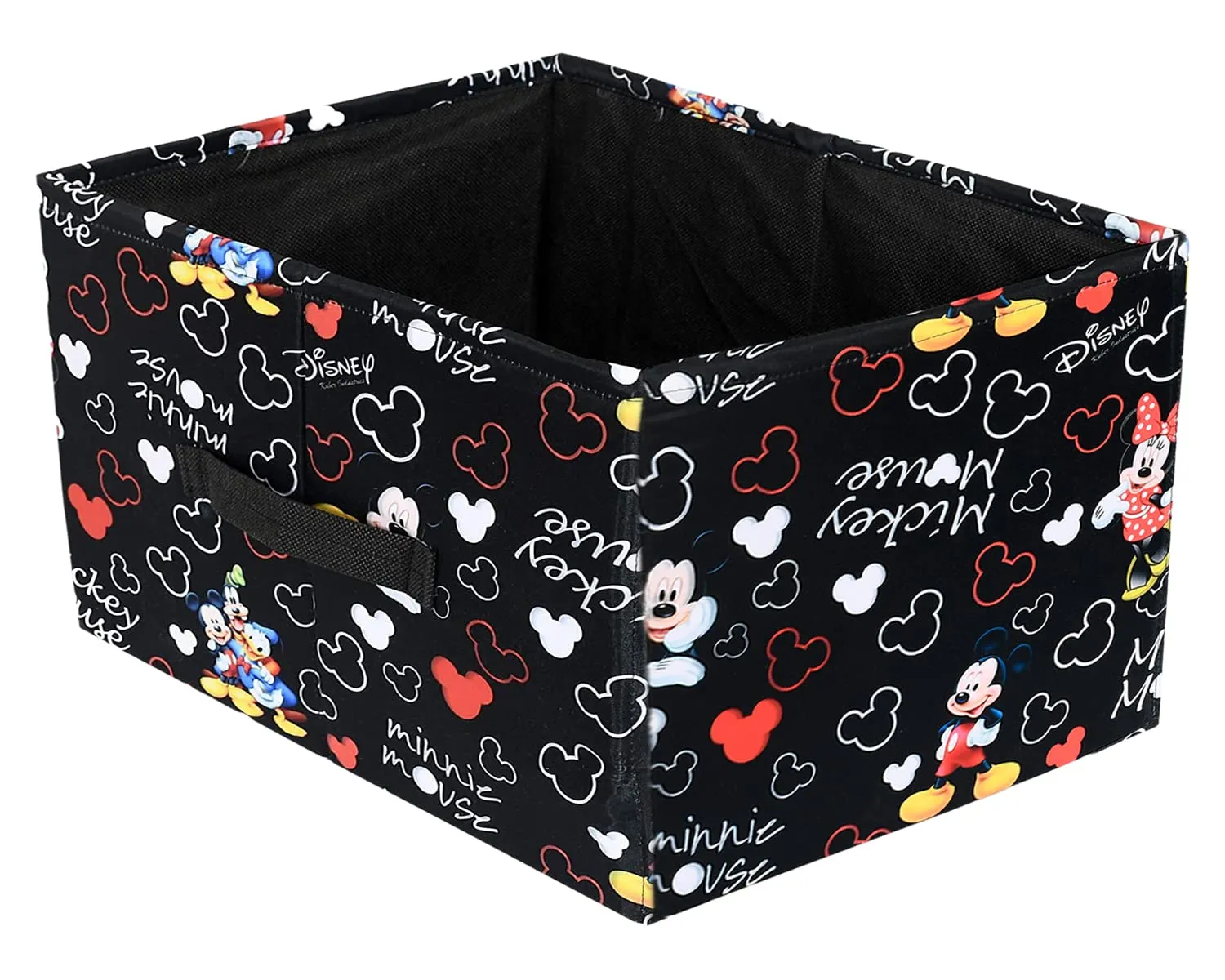 Kuber Industries Non-Woven Mickey Mouse Print Flodable Drawer Storage/Storage Box For Home Decor, Pack of 2 (Black) 54KM4221