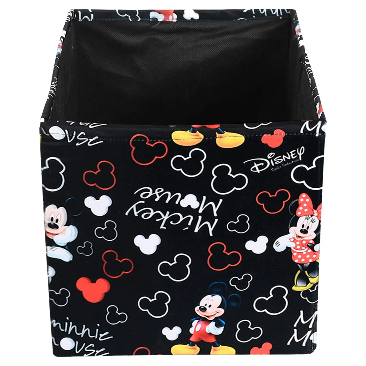Kuber Industries Non-Woven Mickey Mouse Print Flodable Drawer Storage/Storage Box For Home Decor, Pack of 2 (Black) 54KM4221