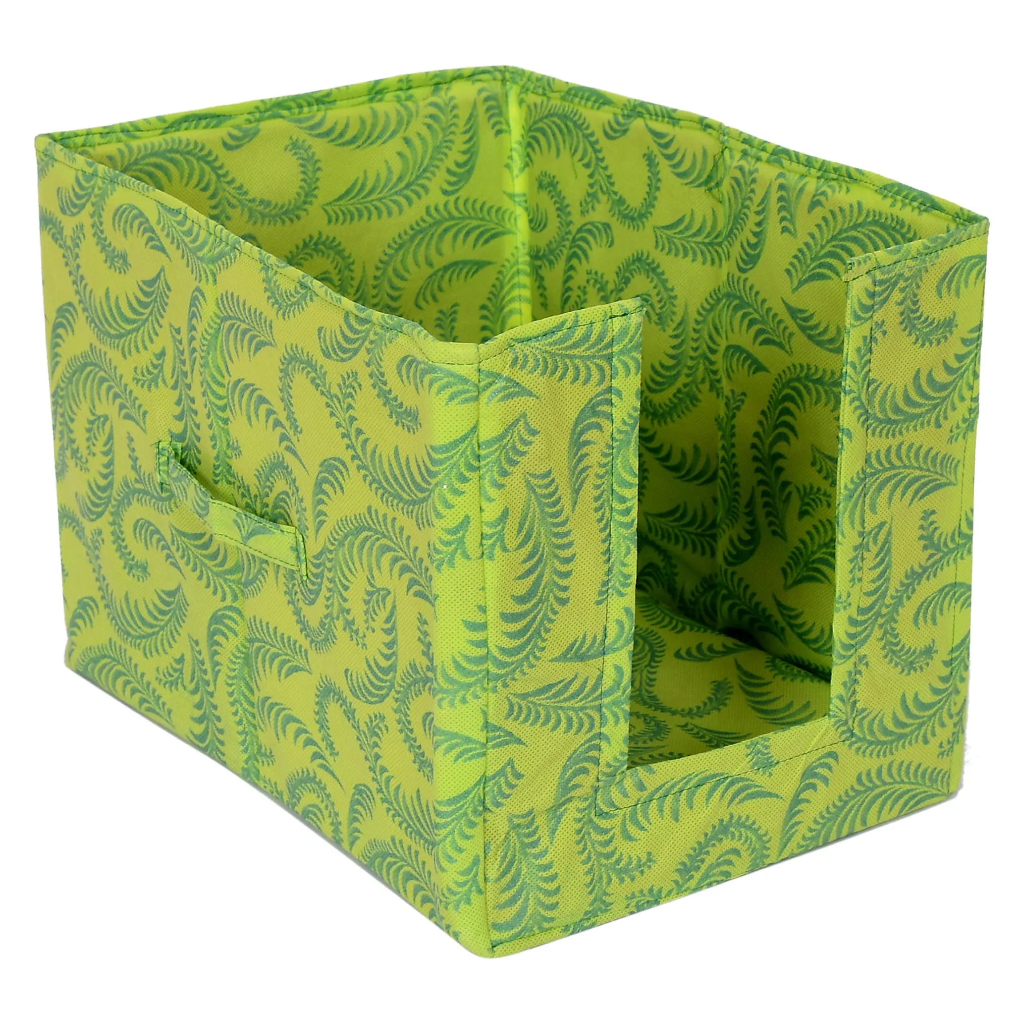 Kuber Industries Saree Organizer for Wardrobe/Closet Storage Box and Clothing Organiser for Women Clothes With Metalic Leaf Print- Pack of 2 (Green)