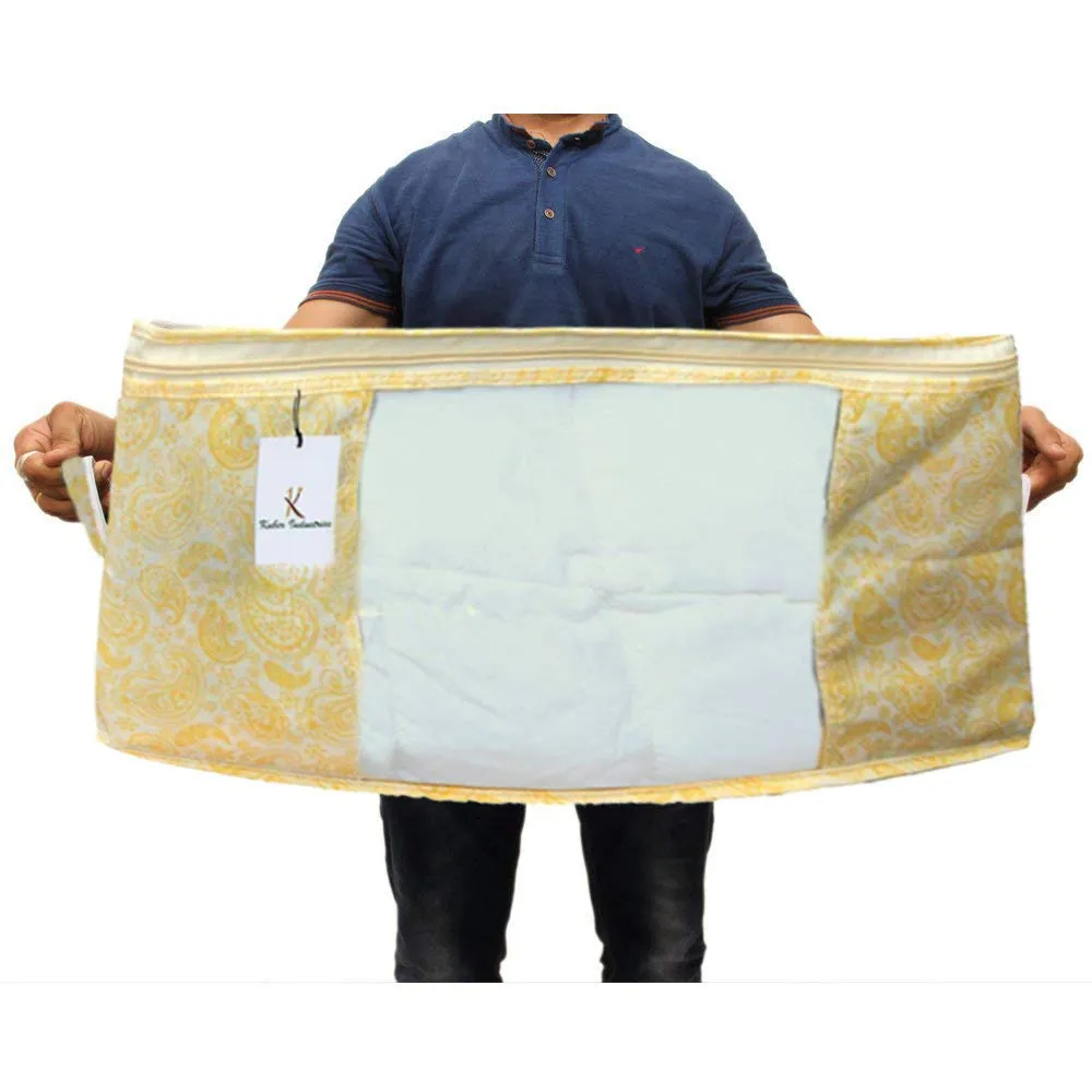 Kuber Industries Underbed Storage Bag,Storage Organiser,Blanket Cover Set of 6 Pc - Gold, Extra Large Size,CTKNEW233