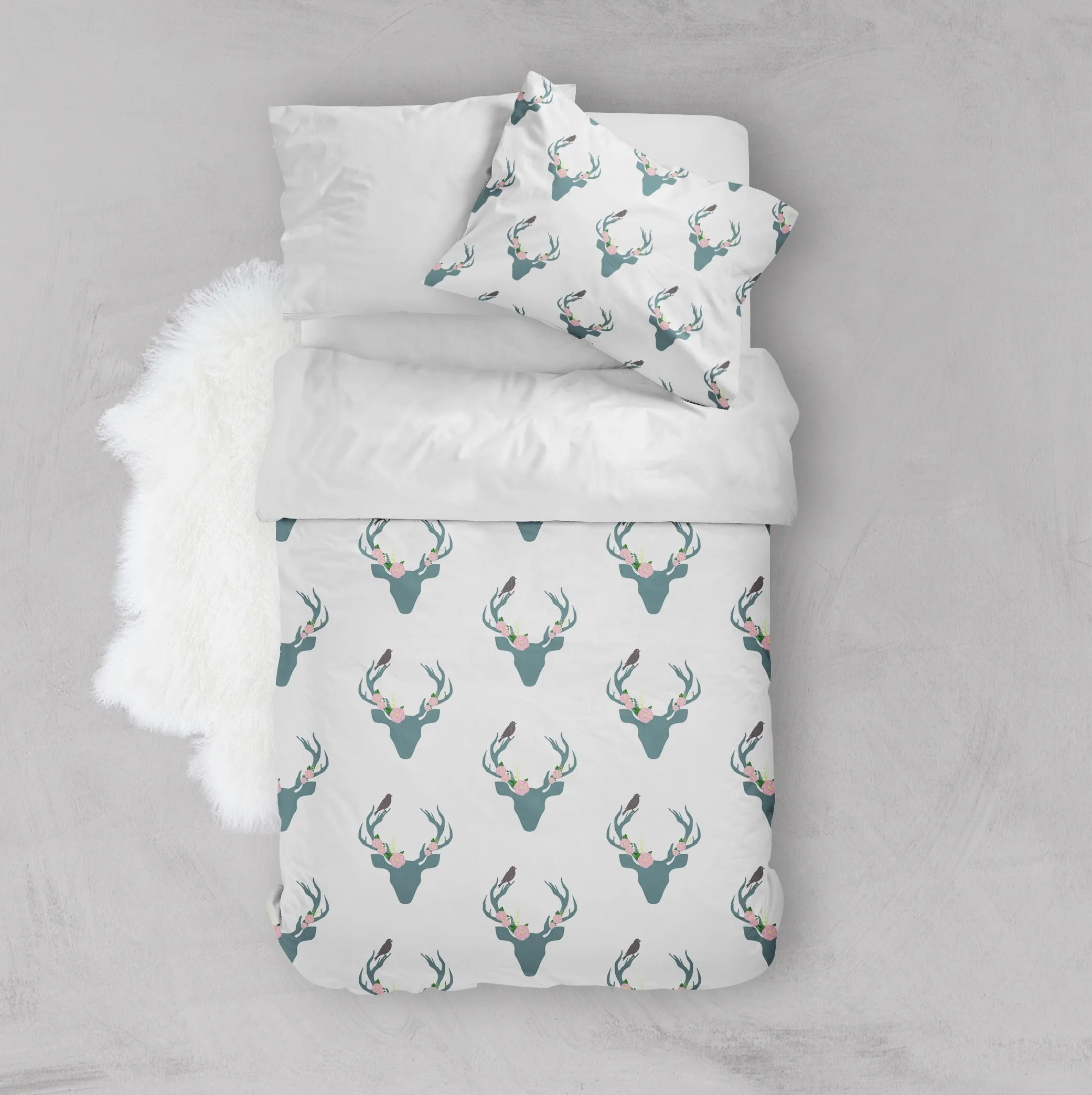 Little Birdy Pink Rose and Deer Crib and Toddler Bedding Collection