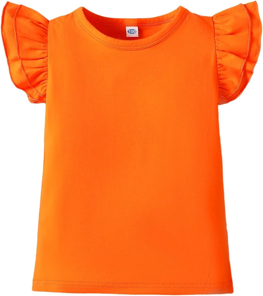LYSMuch 2-5T Toddler Girls Ruffle Sleeve T Shirt Puff Short Sleeve Basic Tank Top Blouse Plain Solid Kids Casual Clothes