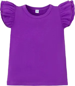LYSMuch 2-5T Toddler Girls Ruffle Sleeve T Shirt Puff Short Sleeve Basic Tank Top Blouse Plain Solid Kids Casual Clothes