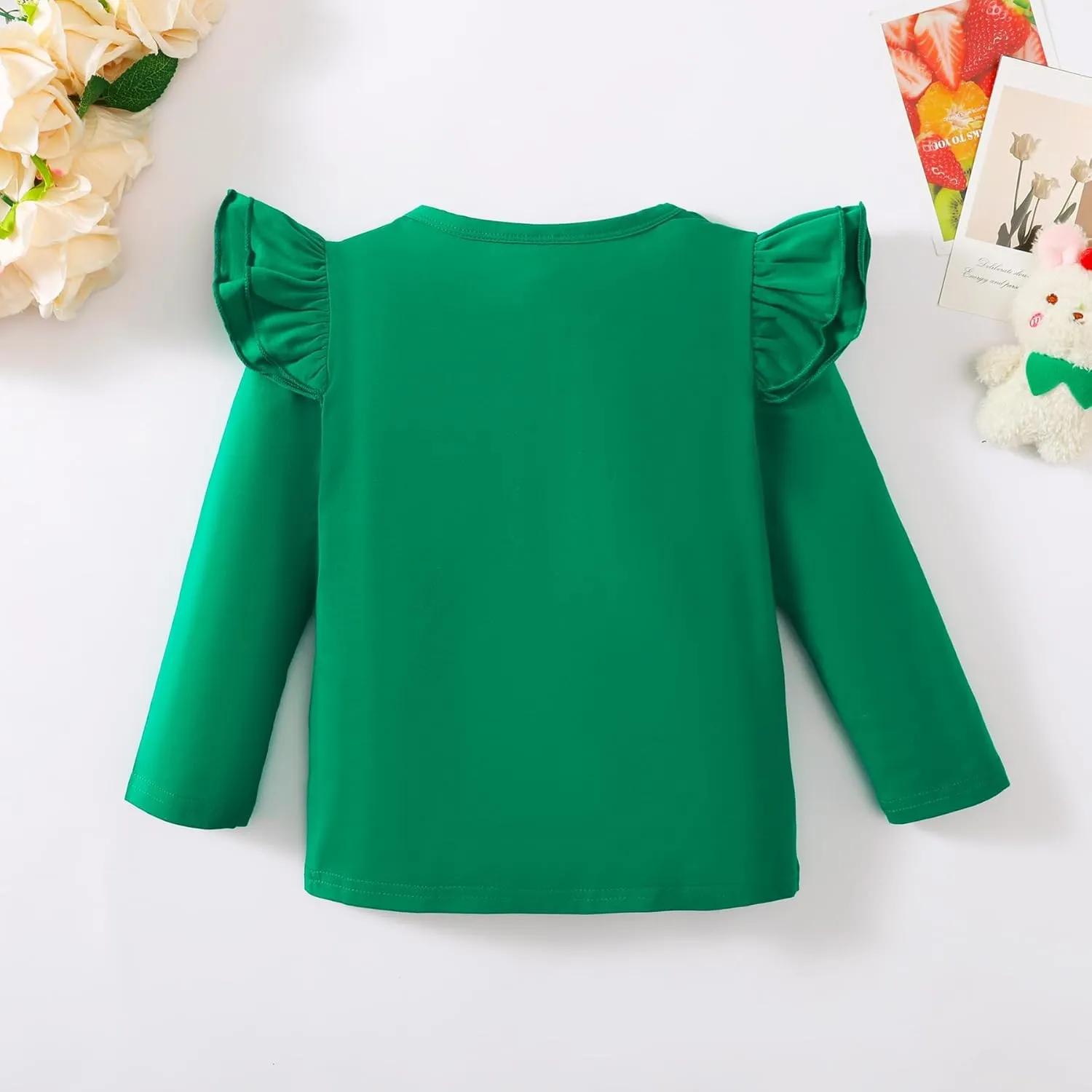 Magic Park 12M-7Y Baby Girl Blouse Toddler Ruffle T-Shirts Kids Girl Solid Color Tee Casual Tops for Girls