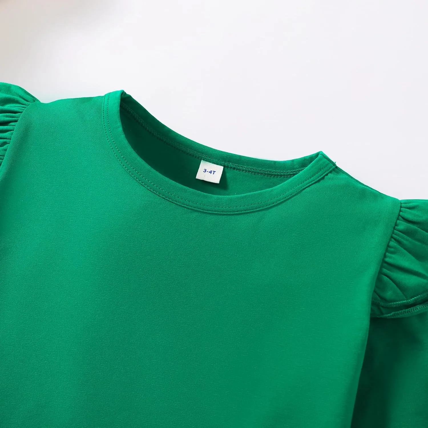 Magic Park 12M-7Y Baby Girl Blouse Toddler Ruffle T-Shirts Kids Girl Solid Color Tee Casual Tops for Girls