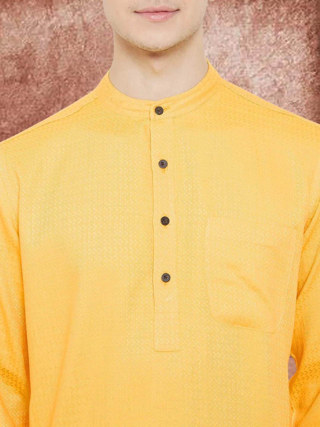 Men's Embroided Yellow Kurta - Even Apparels