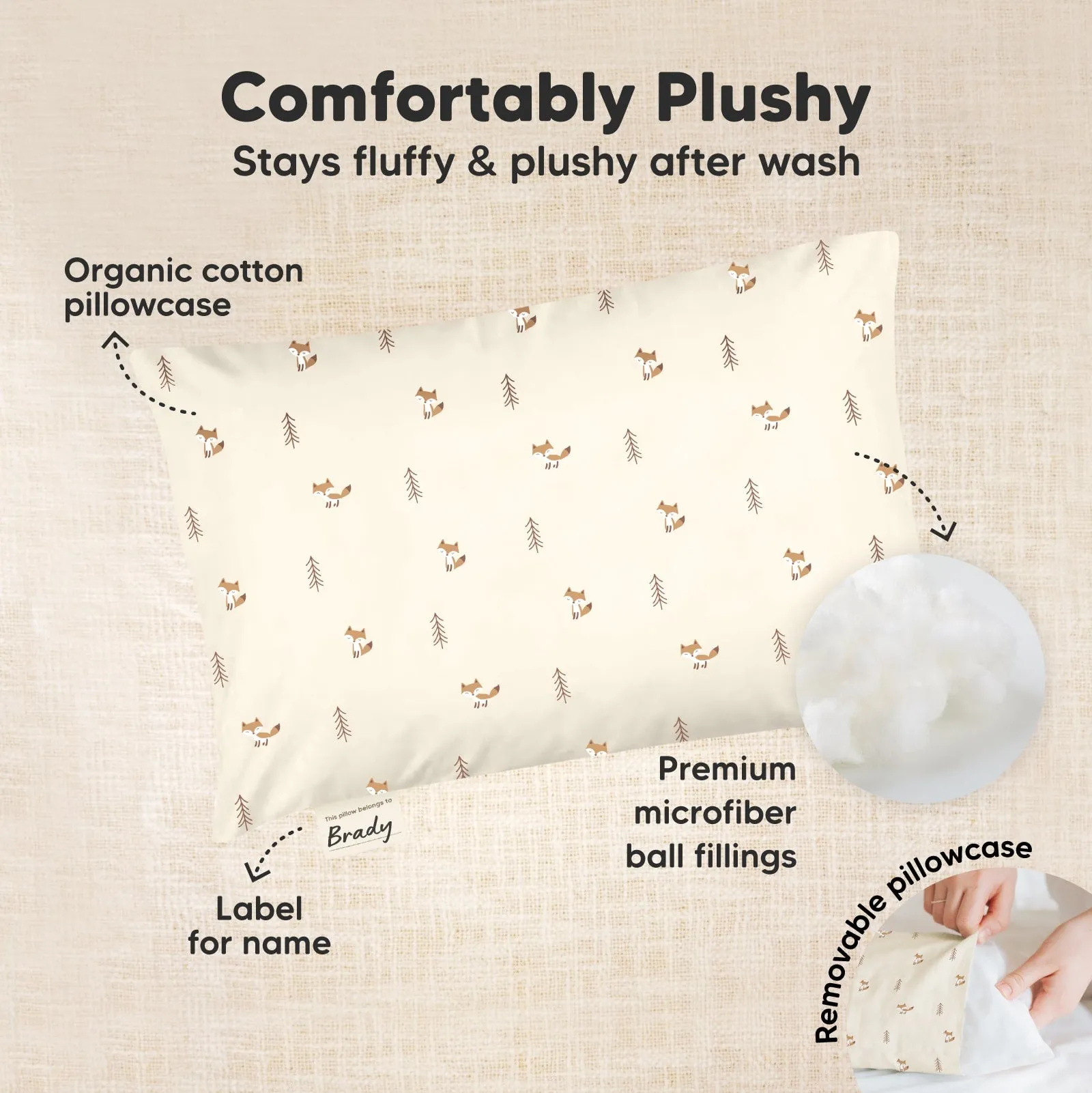 Mini Toddler Pillow With Pillowcase (Fox Tales)