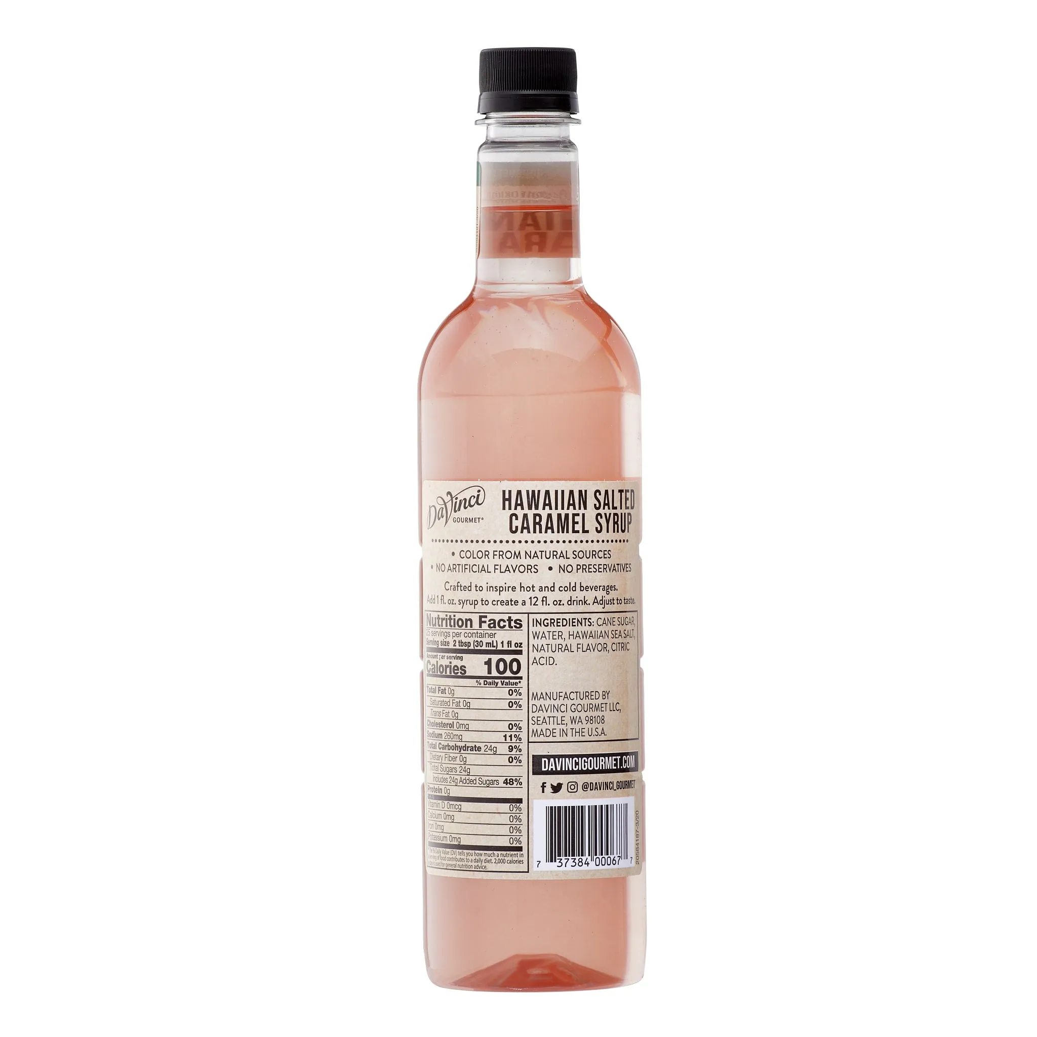Naturals Hawaiian Salted Caramel Syrup - 4 x 750 ml Plastic