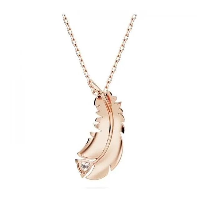 Nice White Rose Gold-tone Plated Feather Pendant 5663483