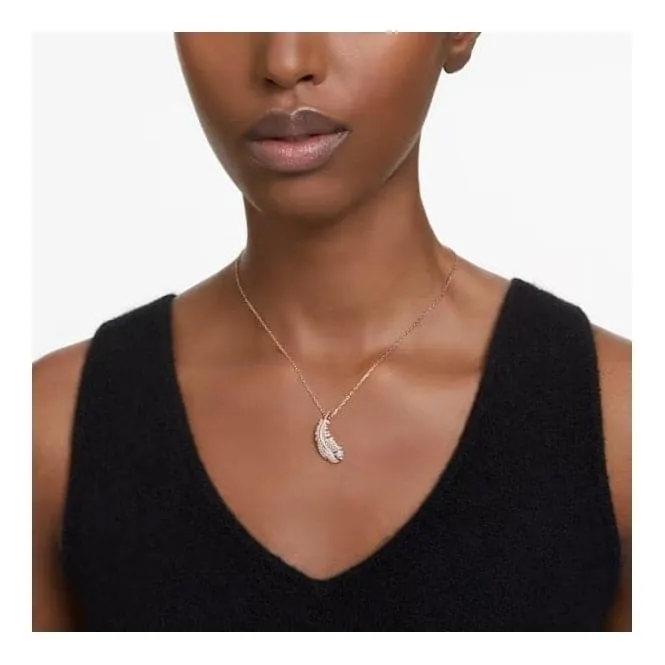 Nice White Rose Gold-tone Plated Feather Pendant 5663483