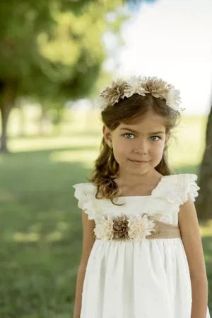 Paz Rodriguez Girls Cream Embroidered Ceremony Dress
