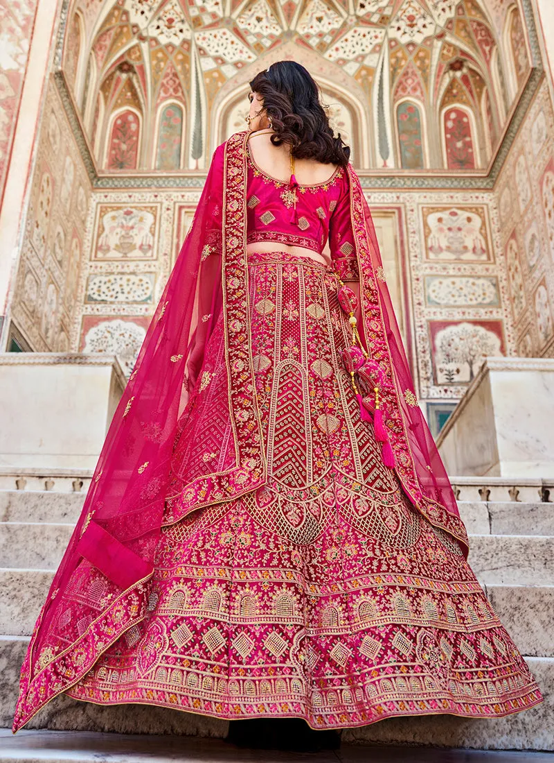 Pink Designer Embroidery Bridal Lehenga Choli
