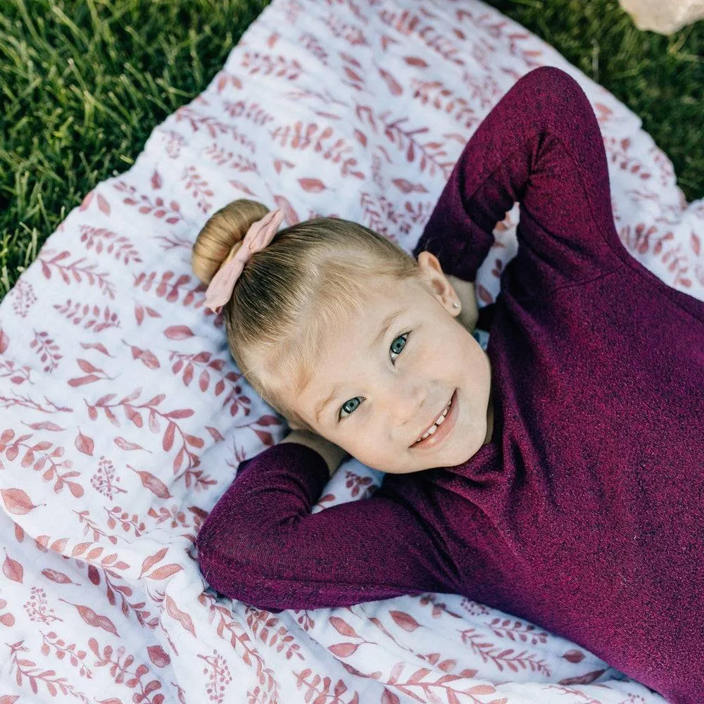 Pink Leaves   Cotton Candy Classic Muslin Super Snuggle Blanket