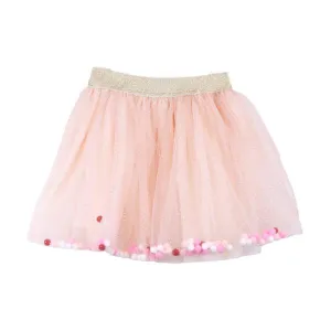 Pink Pom Pom Glitter Mesh Tutu