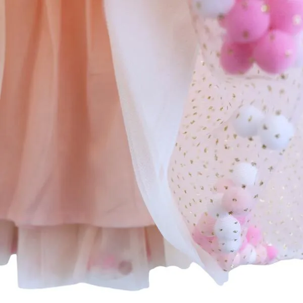 Pink Pom Pom Glitter Mesh Tutu
