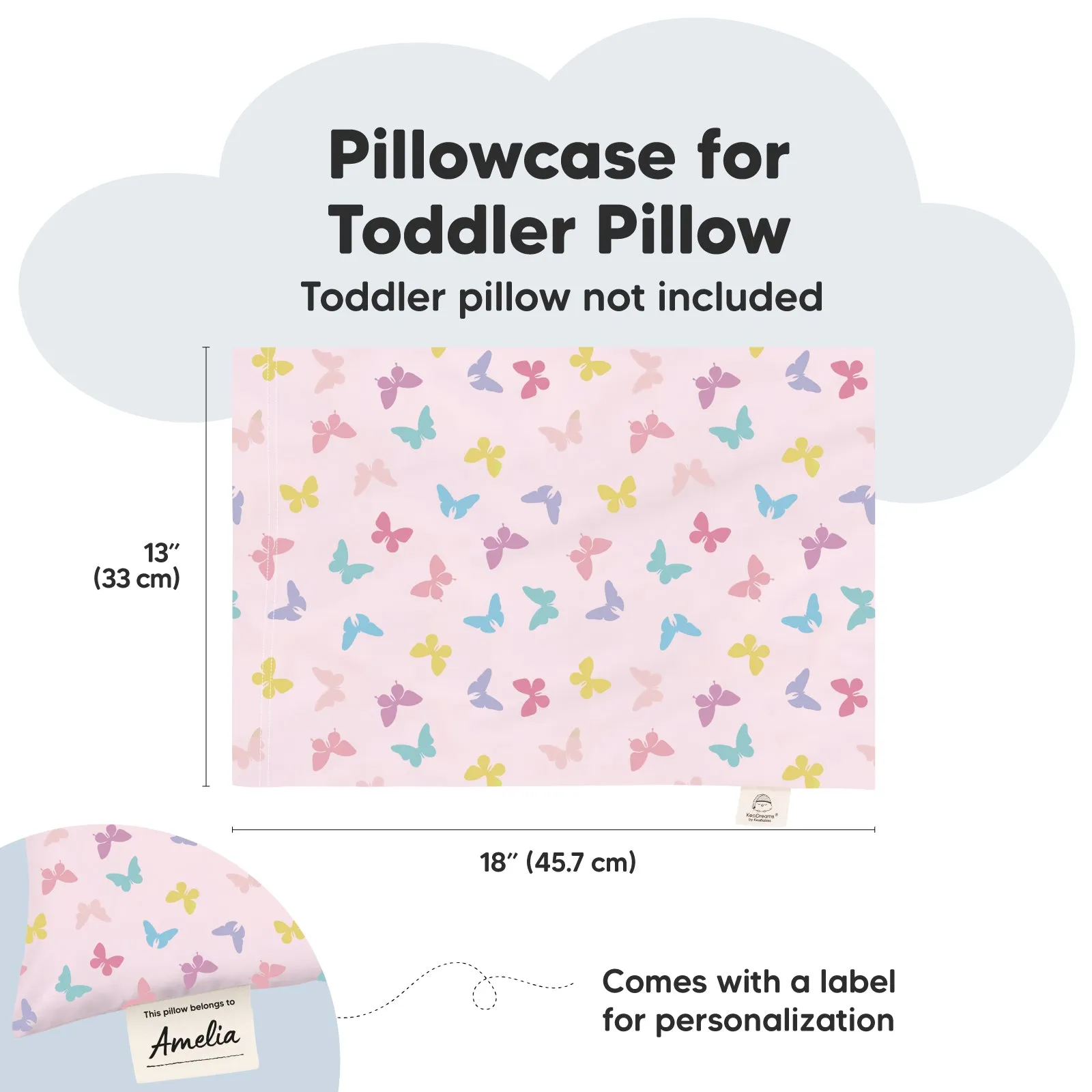 Printed Toddler Pillowcase 13X18" (Flutter)