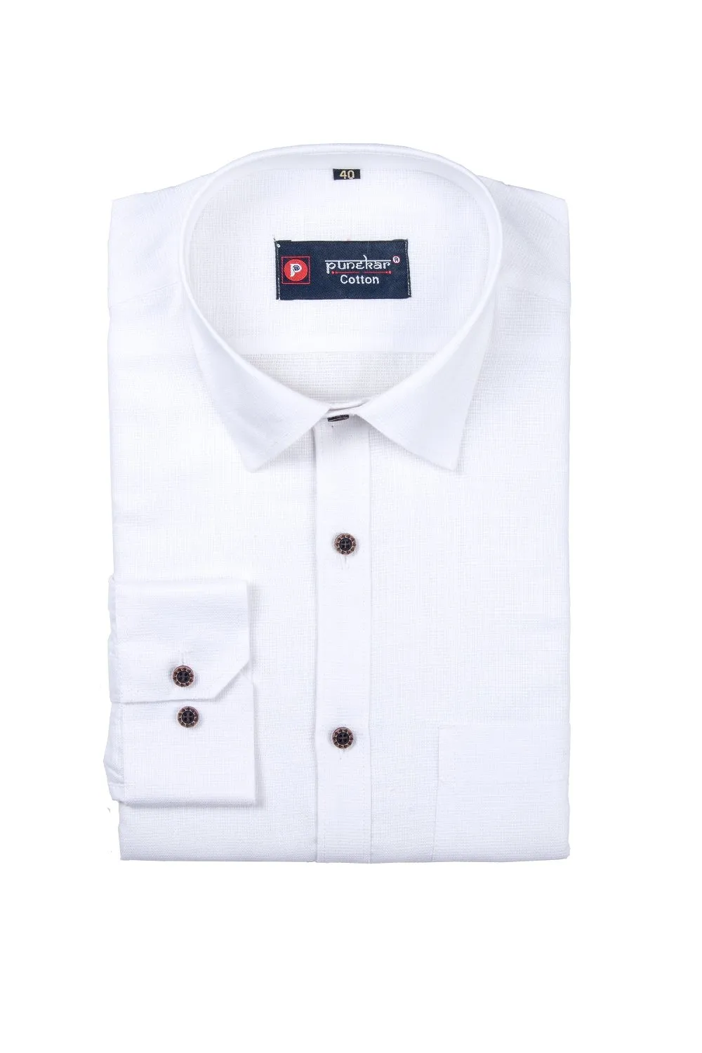 Punekar Cotton White Color Silky Linen Cotton Shirt for Men's.
