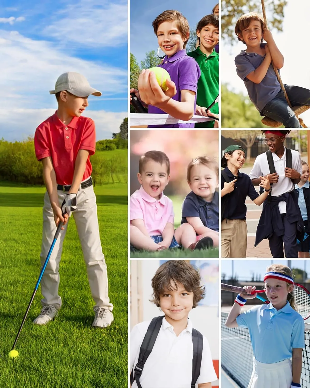 QBK Toddler to Youth Boys' Performance Polo Kids Collared Golf Shirt School Uniform