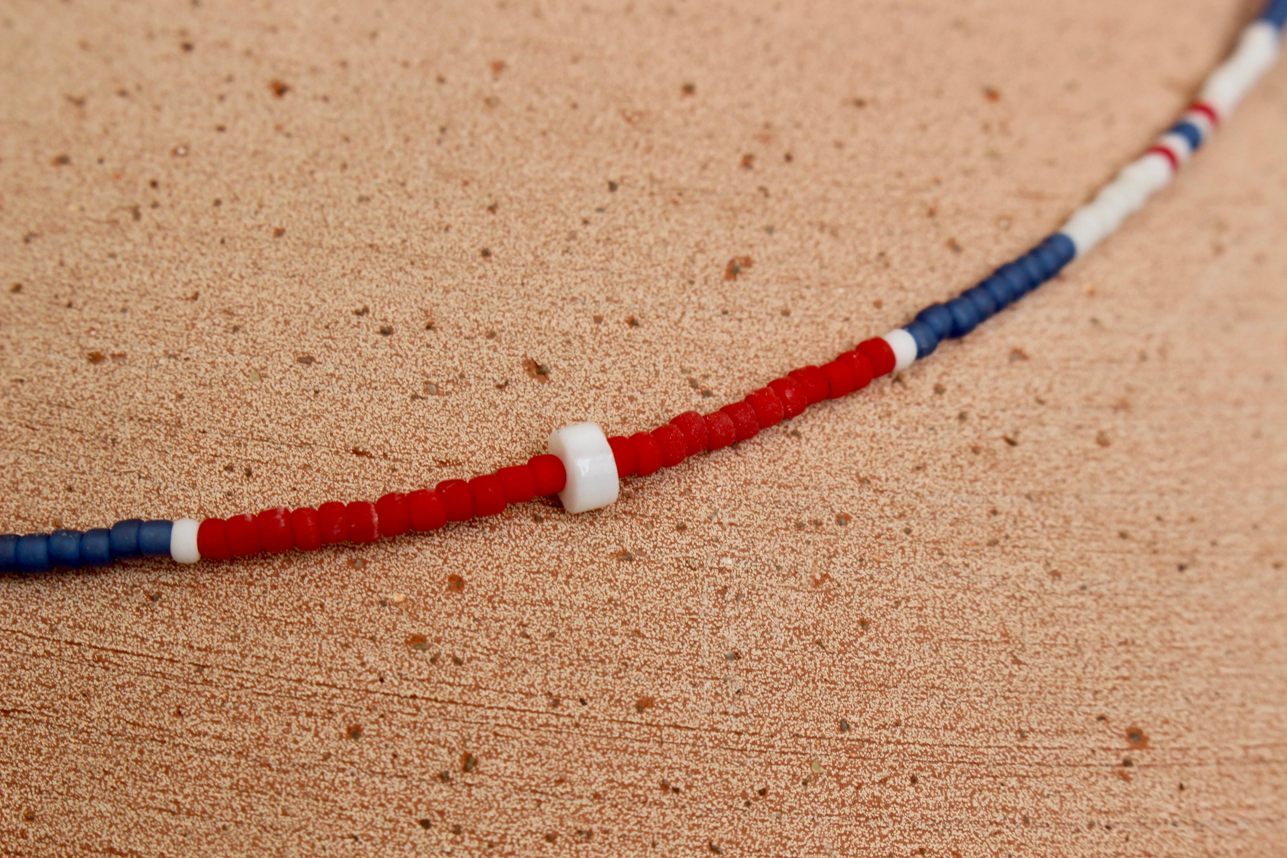 Red White and Blue Beaded Necklace