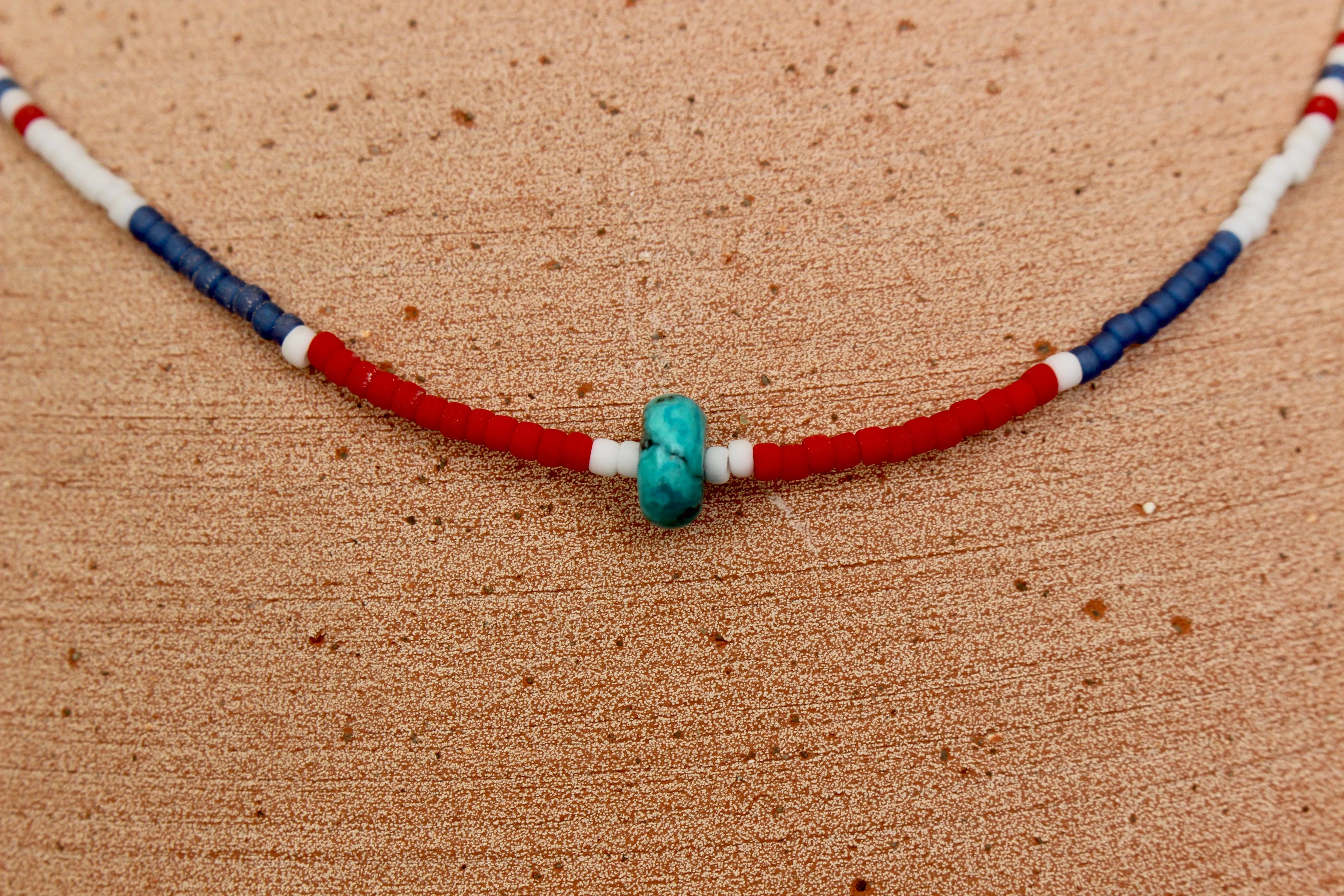 Red White and Blue Beaded Necklace