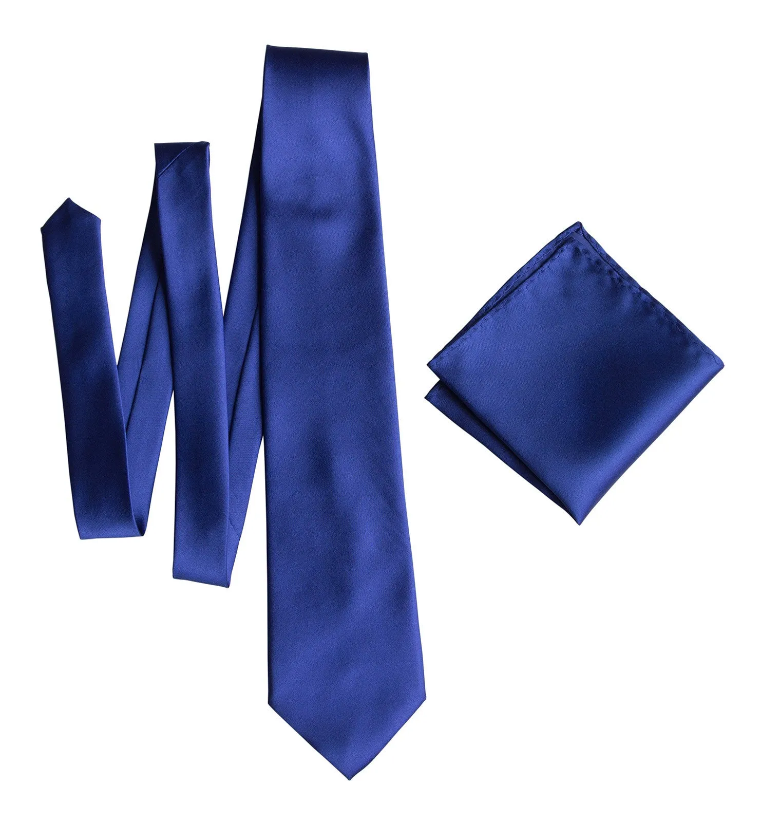 Royal Blue Necktie. Medium Blue Solid Color Satin Finish Tie, No Print