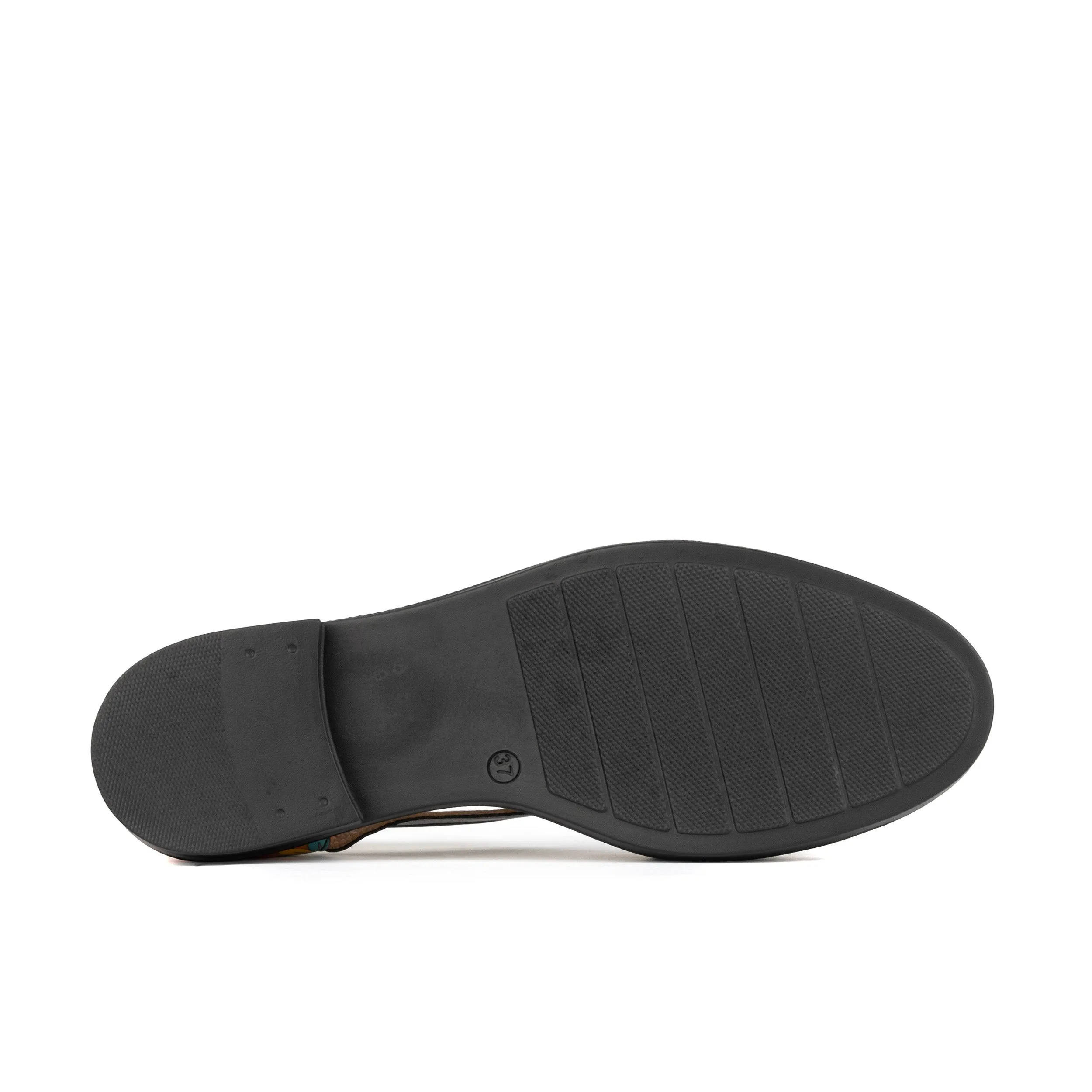 Sandy - Black Signature - Women's fishermen flat leather sandal with covered heel