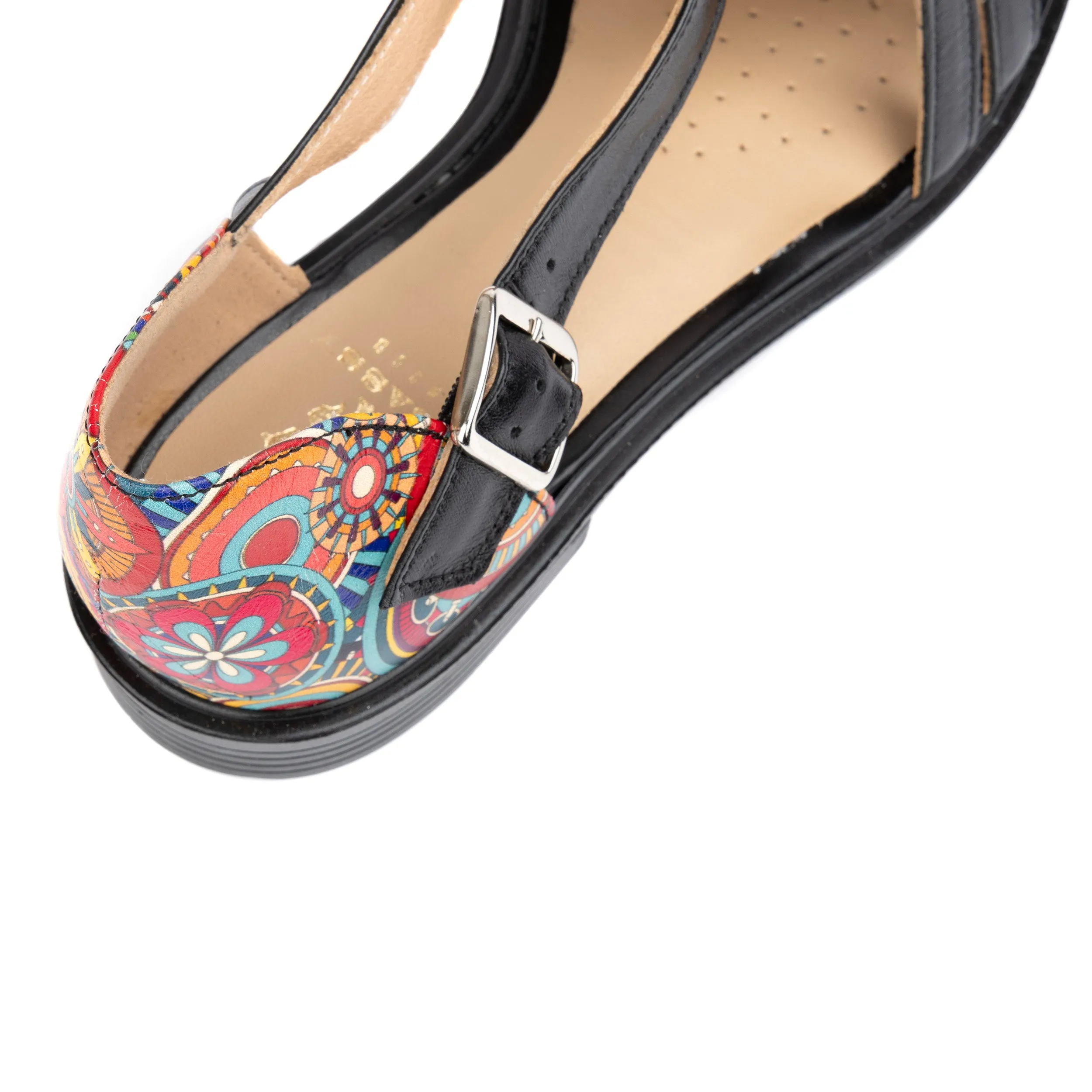 Sandy - Black Signature - Women's fishermen flat leather sandal with covered heel