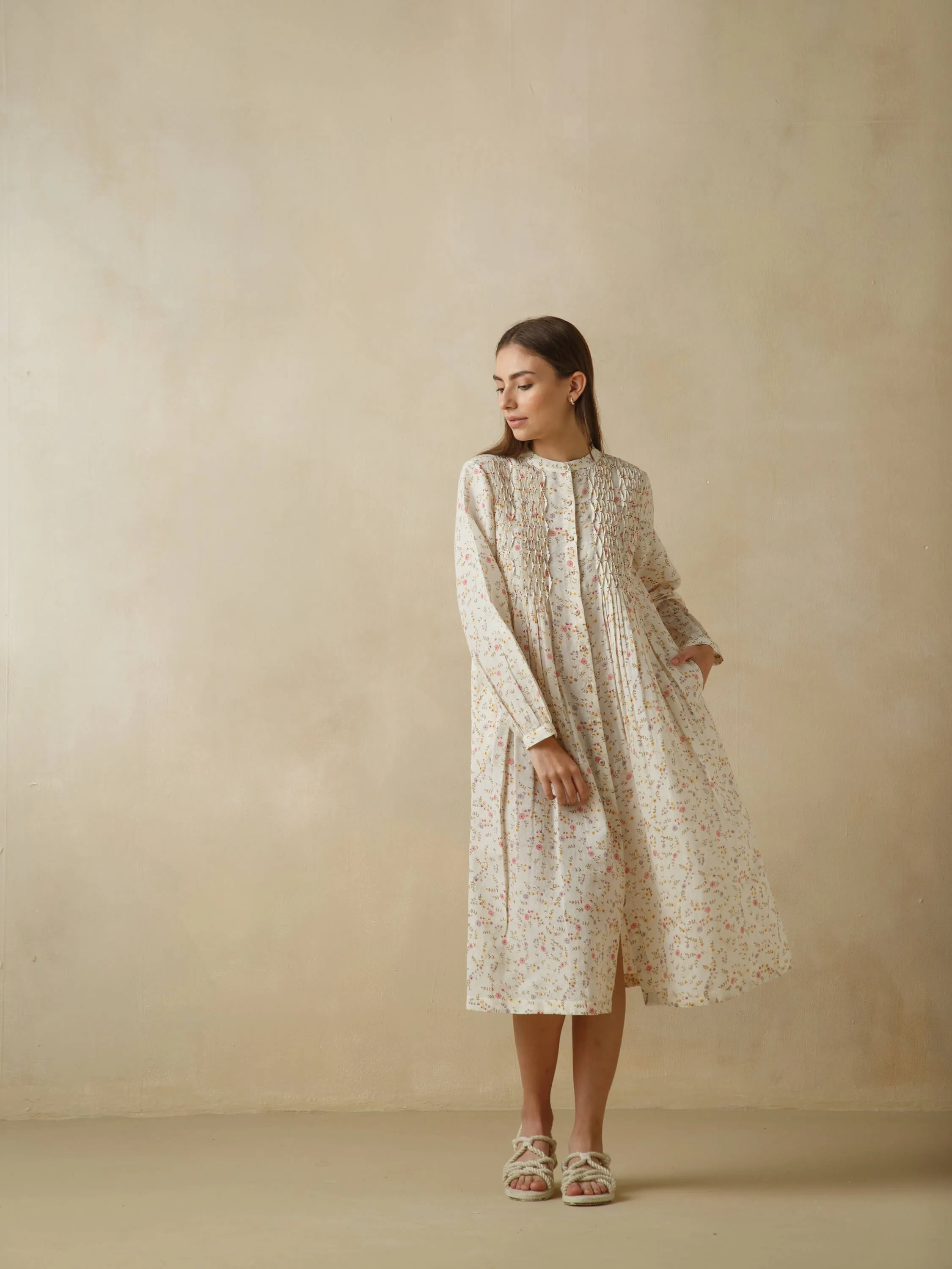 Smock Linen Shirt Dress