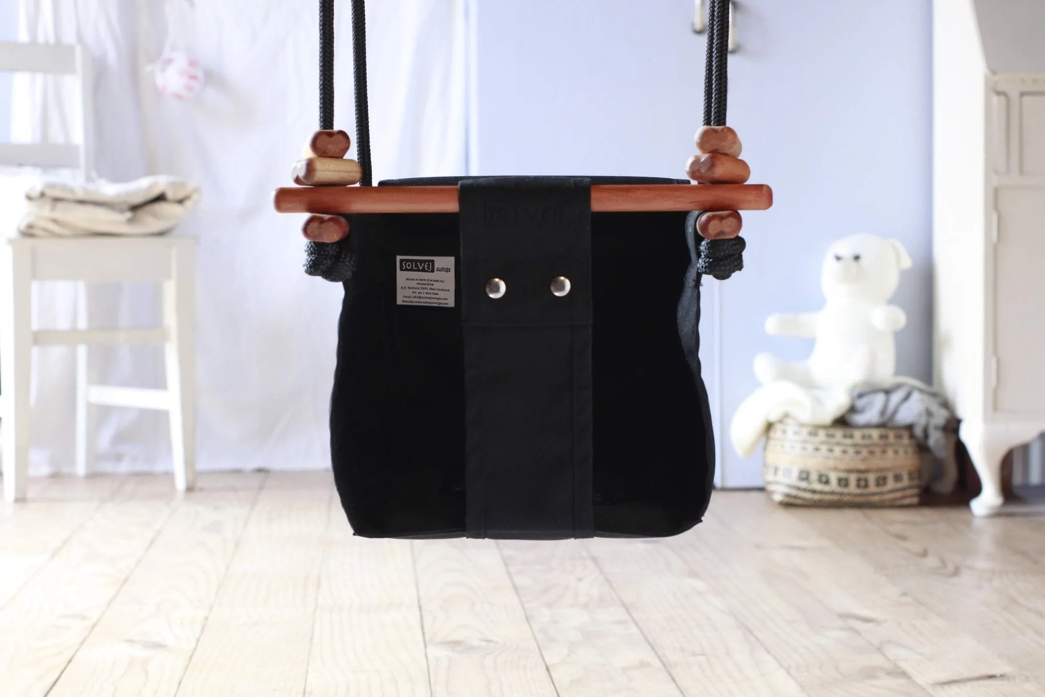 Solvej Baby and Toddler Canvas Swing, Black