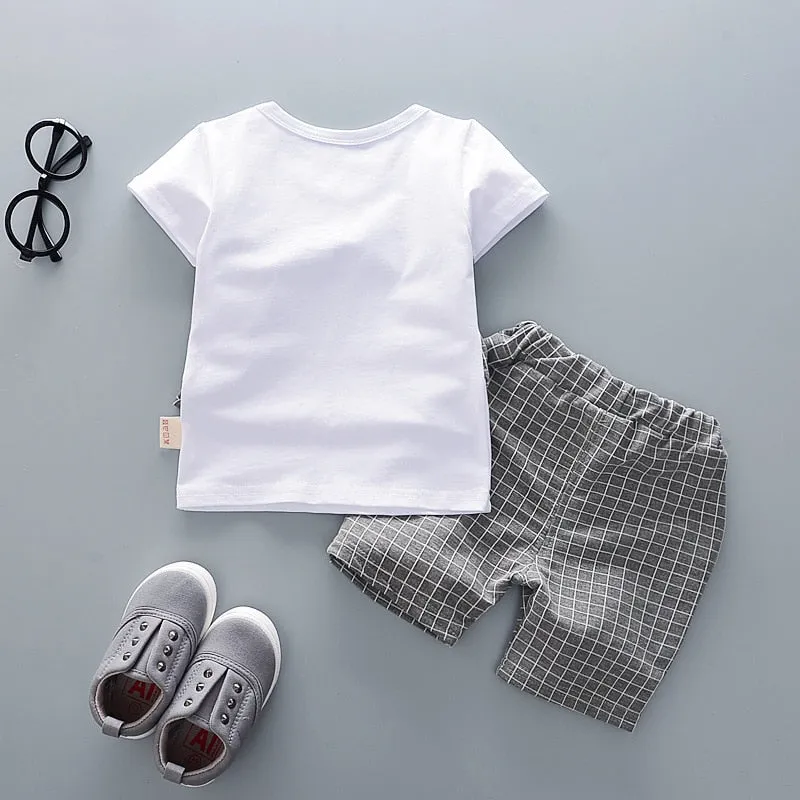 Summer Children Boys Girls Cotton Clothes Kids Bowknot T-Shirt Shorts 2pcs/Sets Toddler Fashion Clothing Sets Baby Tracksuits