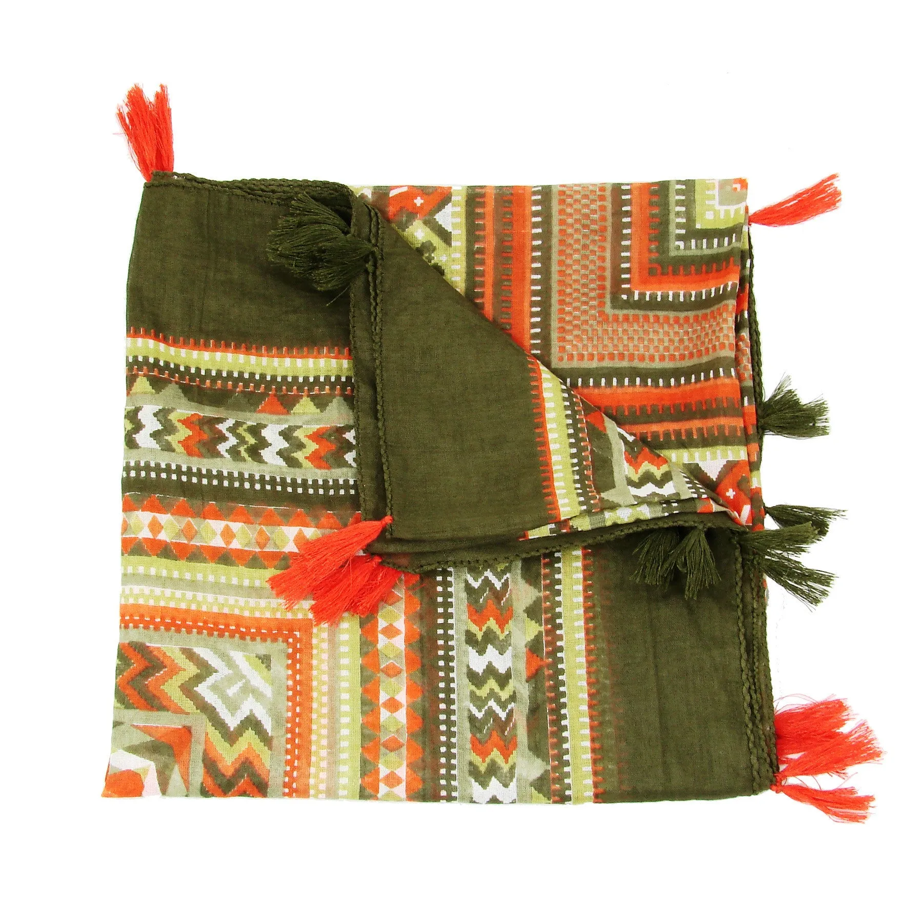 Tasseled Chevron Scarf Orange