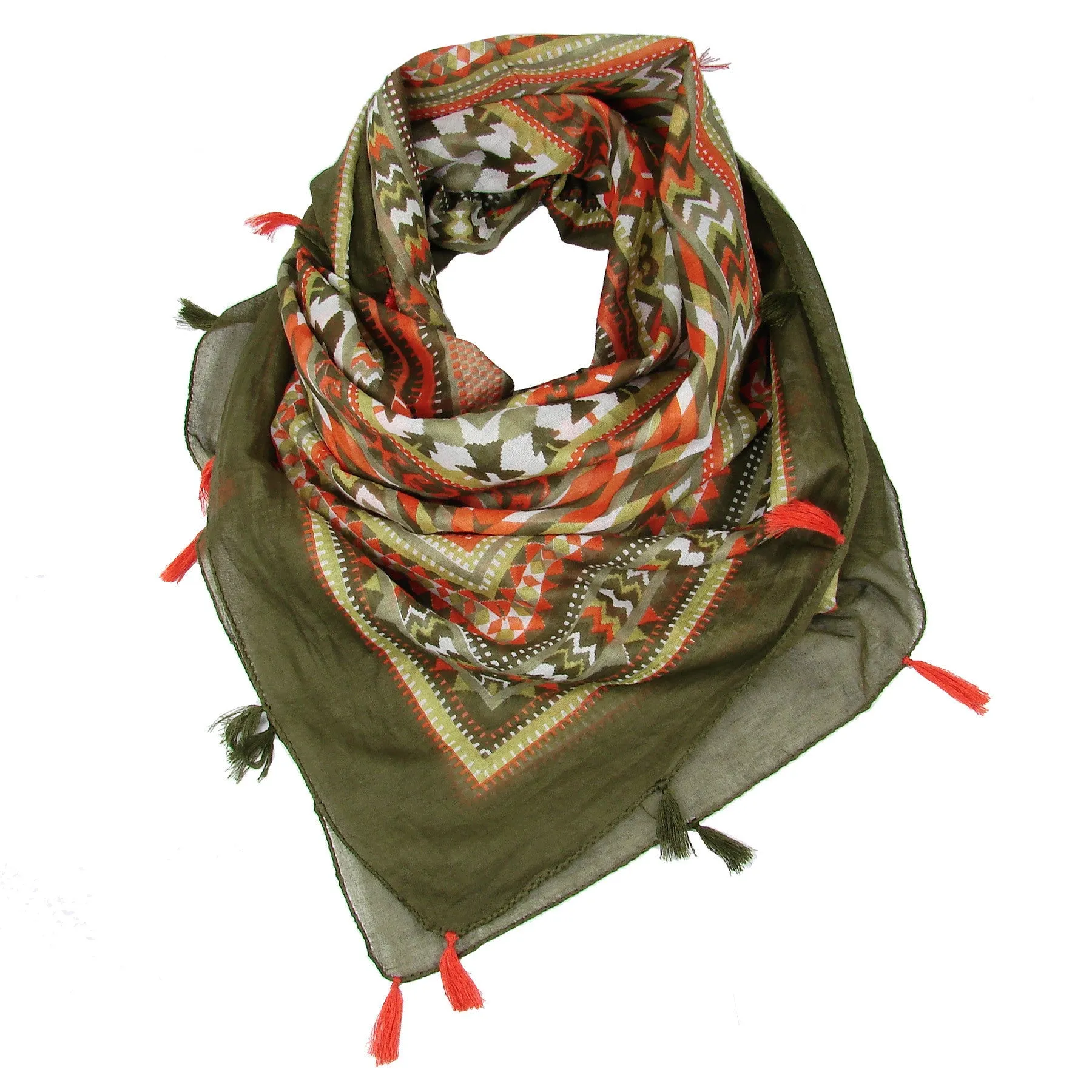 Tasseled Chevron Scarf Orange