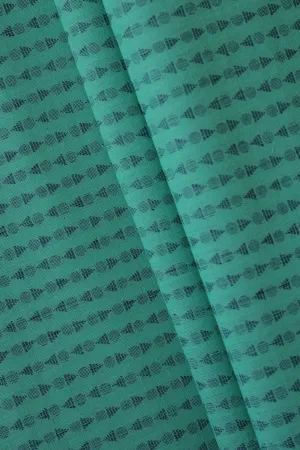 Teal And Blue Geometric Pattern Handwoven Organic Cotton Fabric
