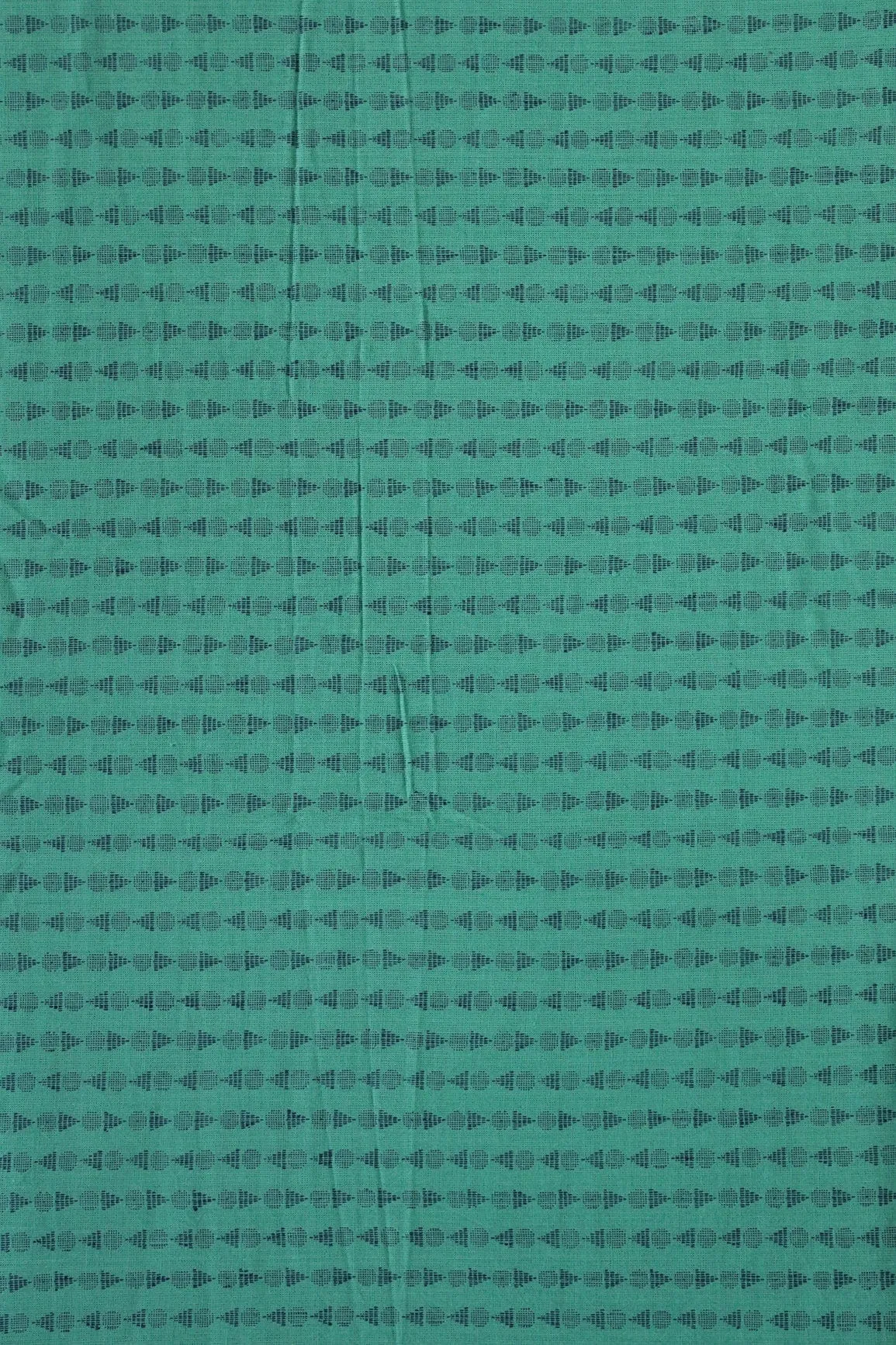 Teal And Blue Geometric Pattern Handwoven Organic Cotton Fabric