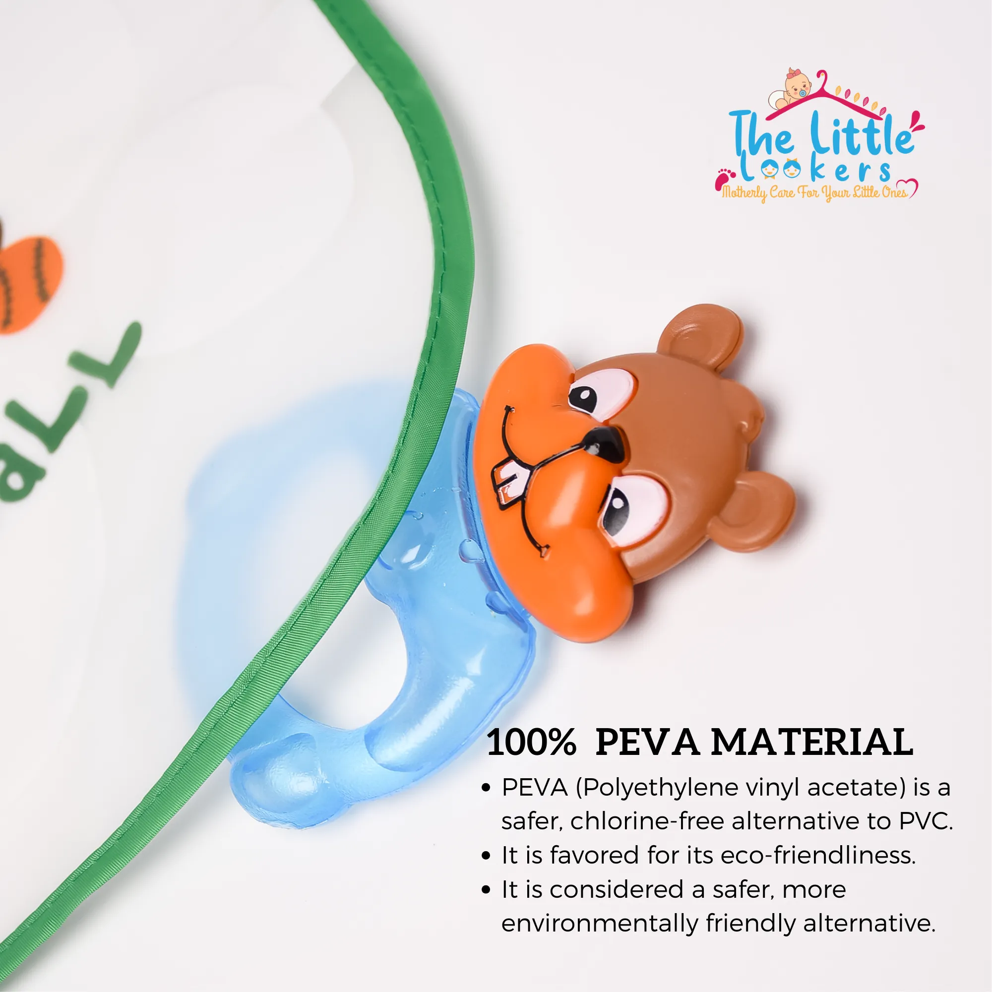THE LITTLE LOOKERS Sleeved Washable Waterproof Bib/Apron with Pocket & Tying Robe| Cute Prints| Quick Dry PVC Bibs for Newborns/Infants/Toddlers