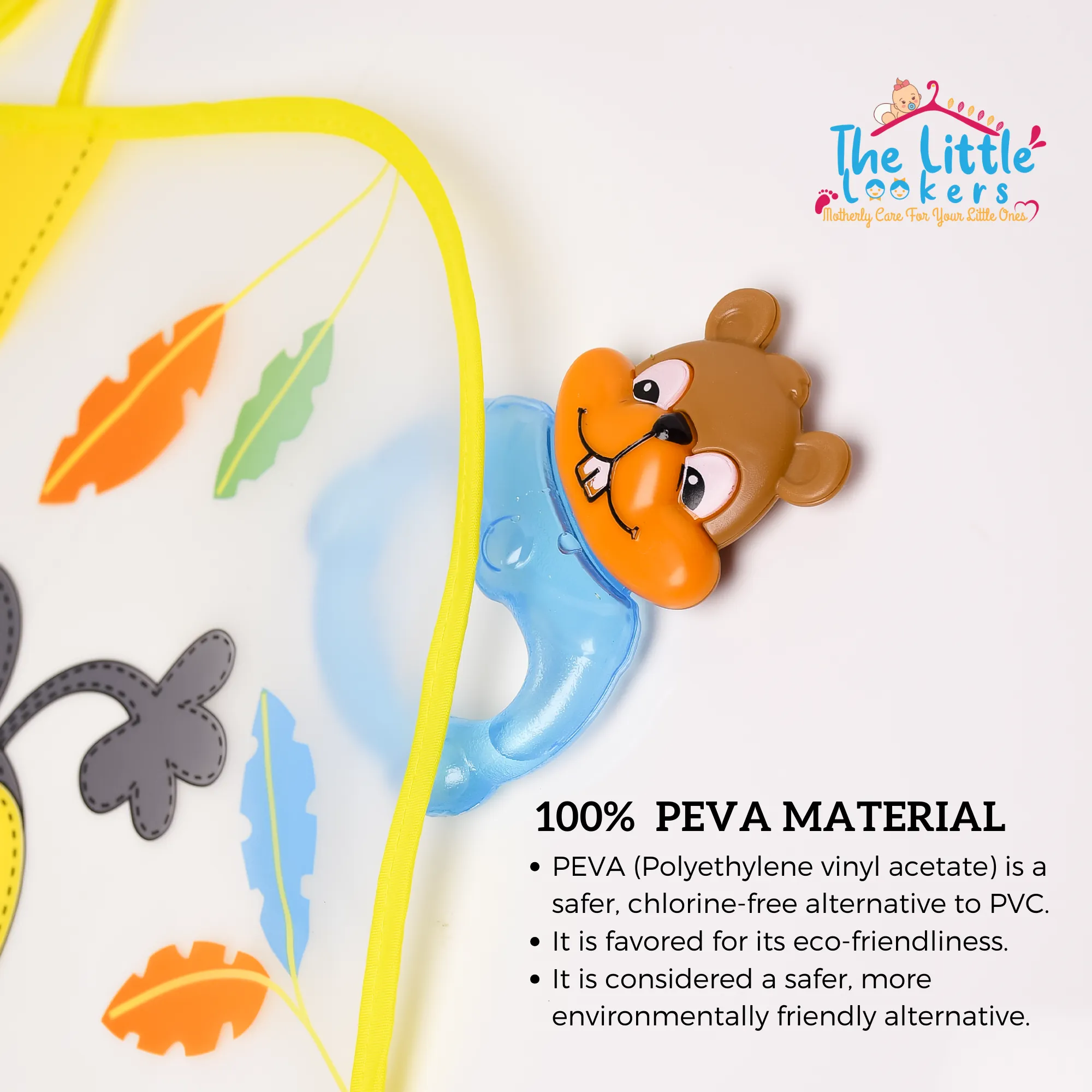 THE LITTLE LOOKERS Sleeved Washable Waterproof Bib/Apron with Pocket & Tying Robe| Cute Prints| Quick Dry PVC Bibs for Newborns/Infants/Toddlers