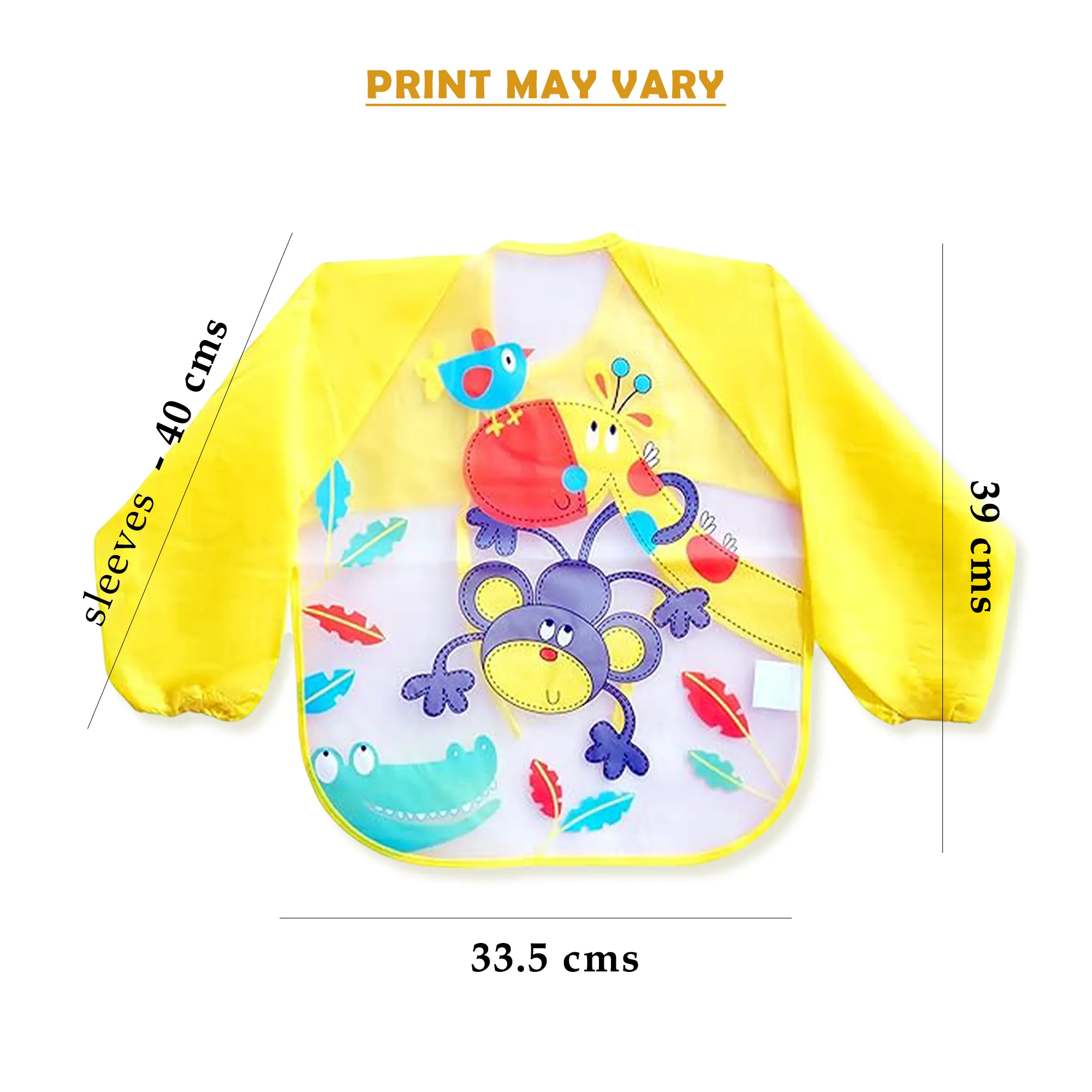 THE LITTLE LOOKERS Sleeved Washable Waterproof Bib/Apron with Pocket & Tying Robe| Cute Prints| Quick Dry PVC Bibs for Newborns/Infants/Toddlers