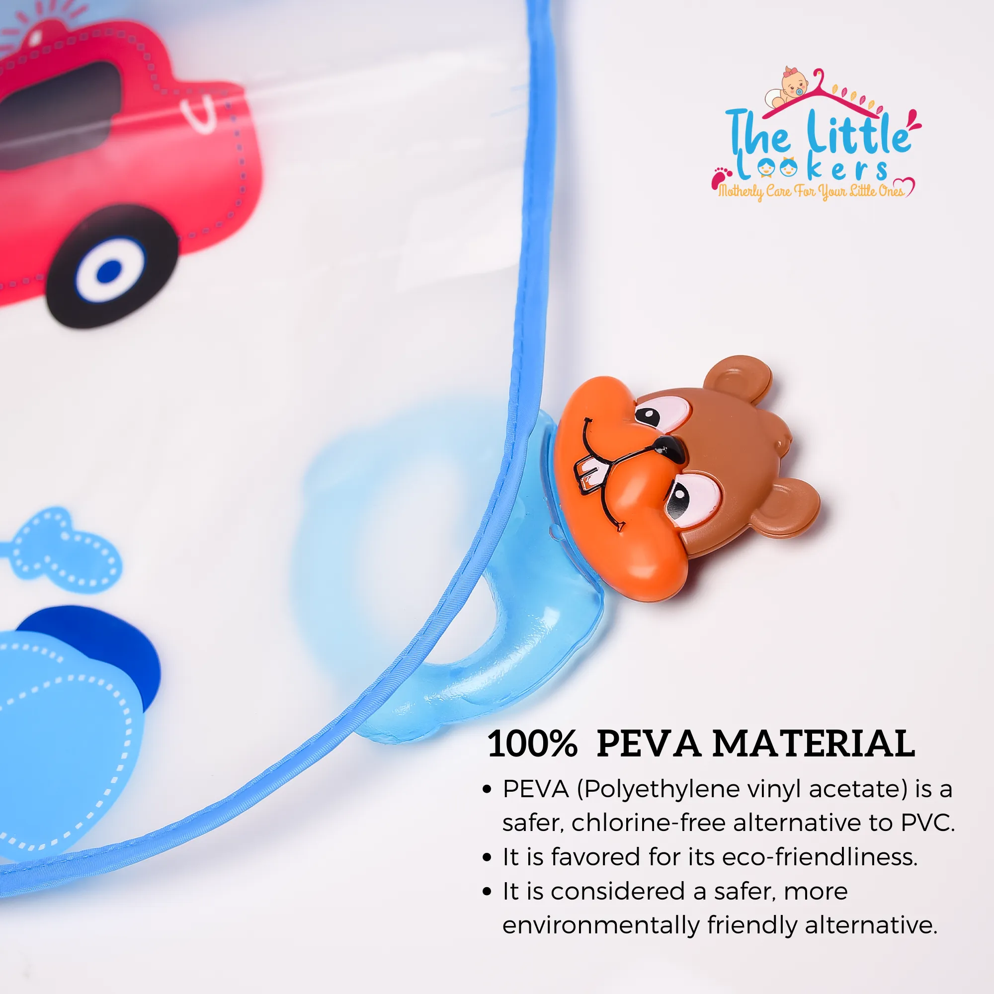 THE LITTLE LOOKERS Sleeved Washable Waterproof Bib/Apron with Pocket & Tying Robe| Cute Prints| Quick Dry PVC Bibs for Newborns/Infants/Toddlers