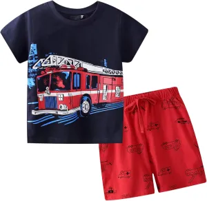 Toddler Boy Clothes Kids Summer Cotton Outfits Shirt Short Sets Size 2-7