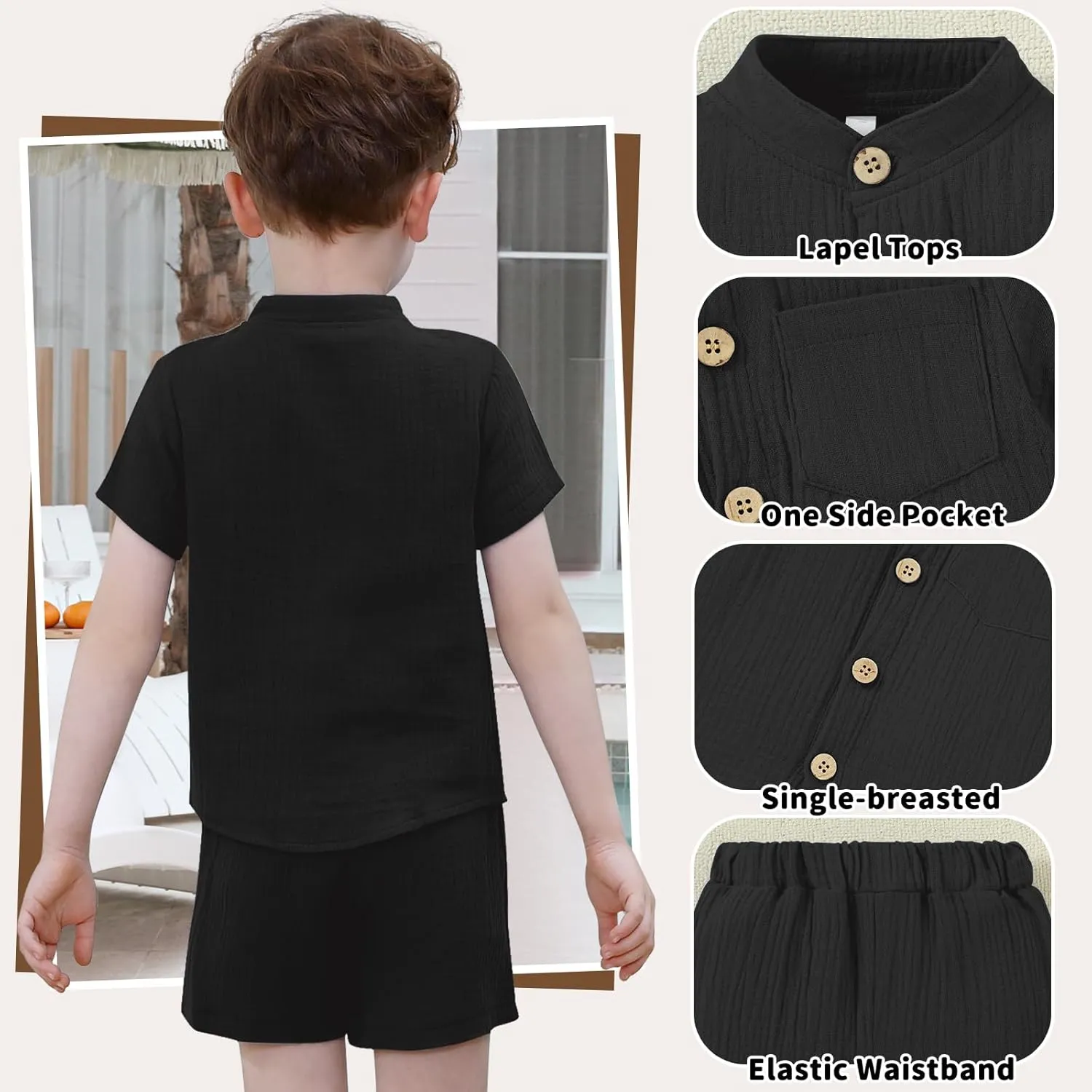 Toddler Boy Clothes Summer Baby Boy Clothes Outfits Short Sleeve Button-Down T-Shirt Tops   Shorts Set with Pockets