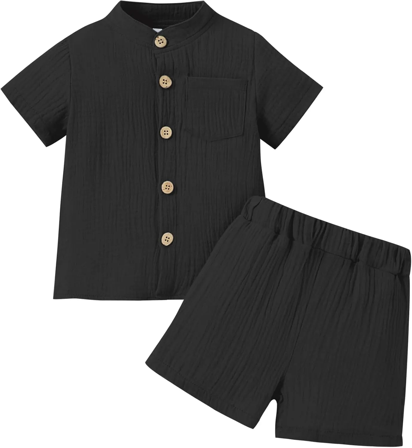 Toddler Boy Clothes Summer Baby Boy Clothes Outfits Short Sleeve Button-Down T-Shirt Tops   Shorts Set with Pockets