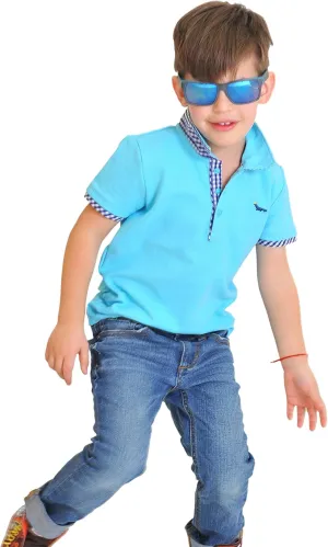 Toddler Boys' Blue Polo Shirt - 100% Pima Cotton - Short Sleeve Tennis Shirt