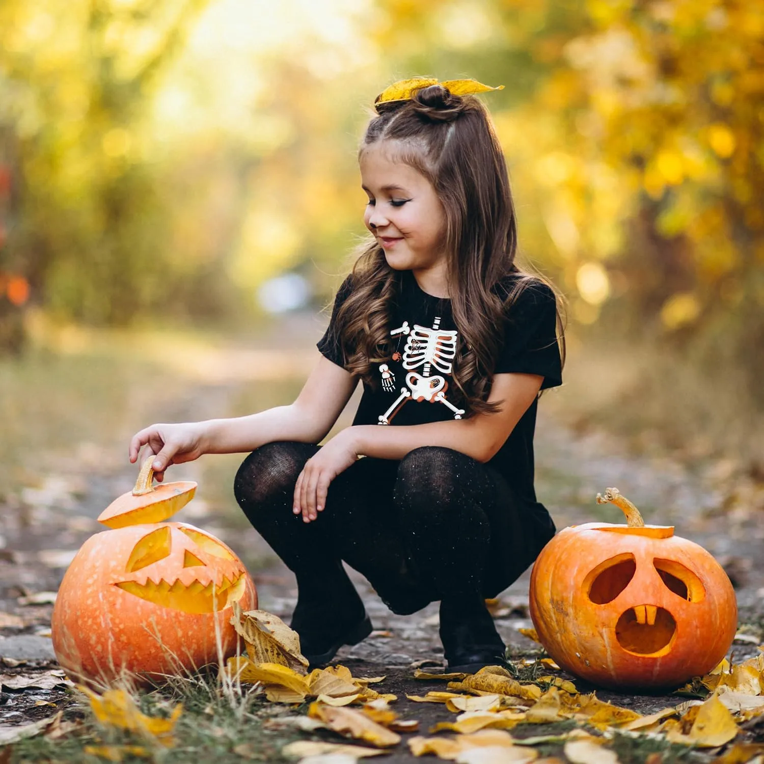 Toddler Boys Girls Halloween T-Shirt Kid Pumpkin Short Sleeve Shirts Skeleton Graphic Clothes Tee Tops 2-7T