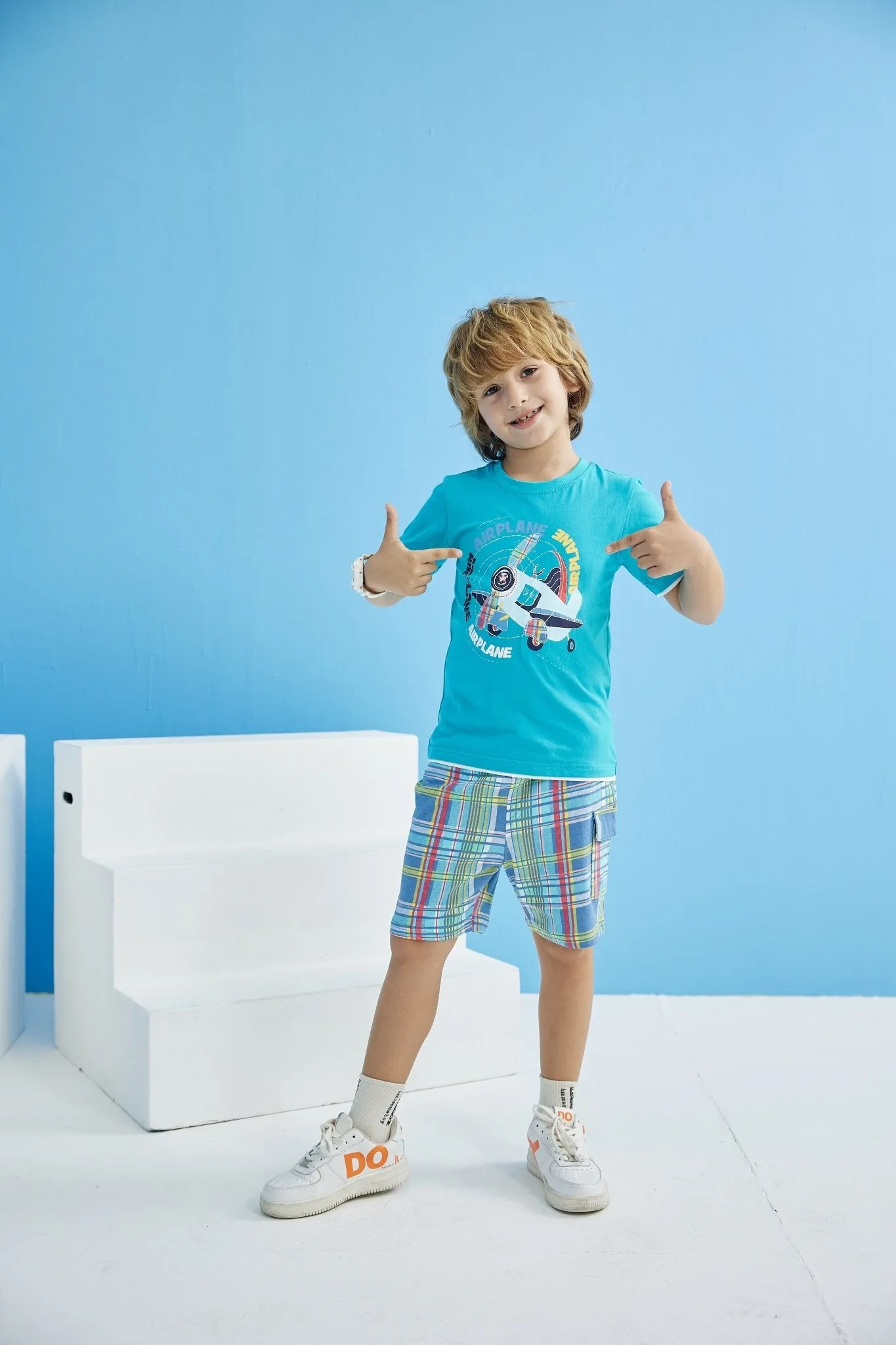 Toddler Boy's Short Sleeve Airplane Pattern Set