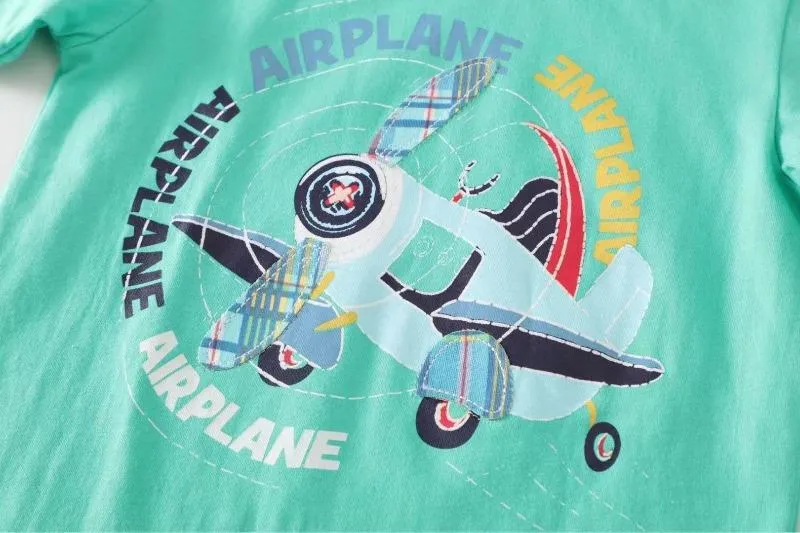 Toddler Boy's Short Sleeve Airplane Pattern Set