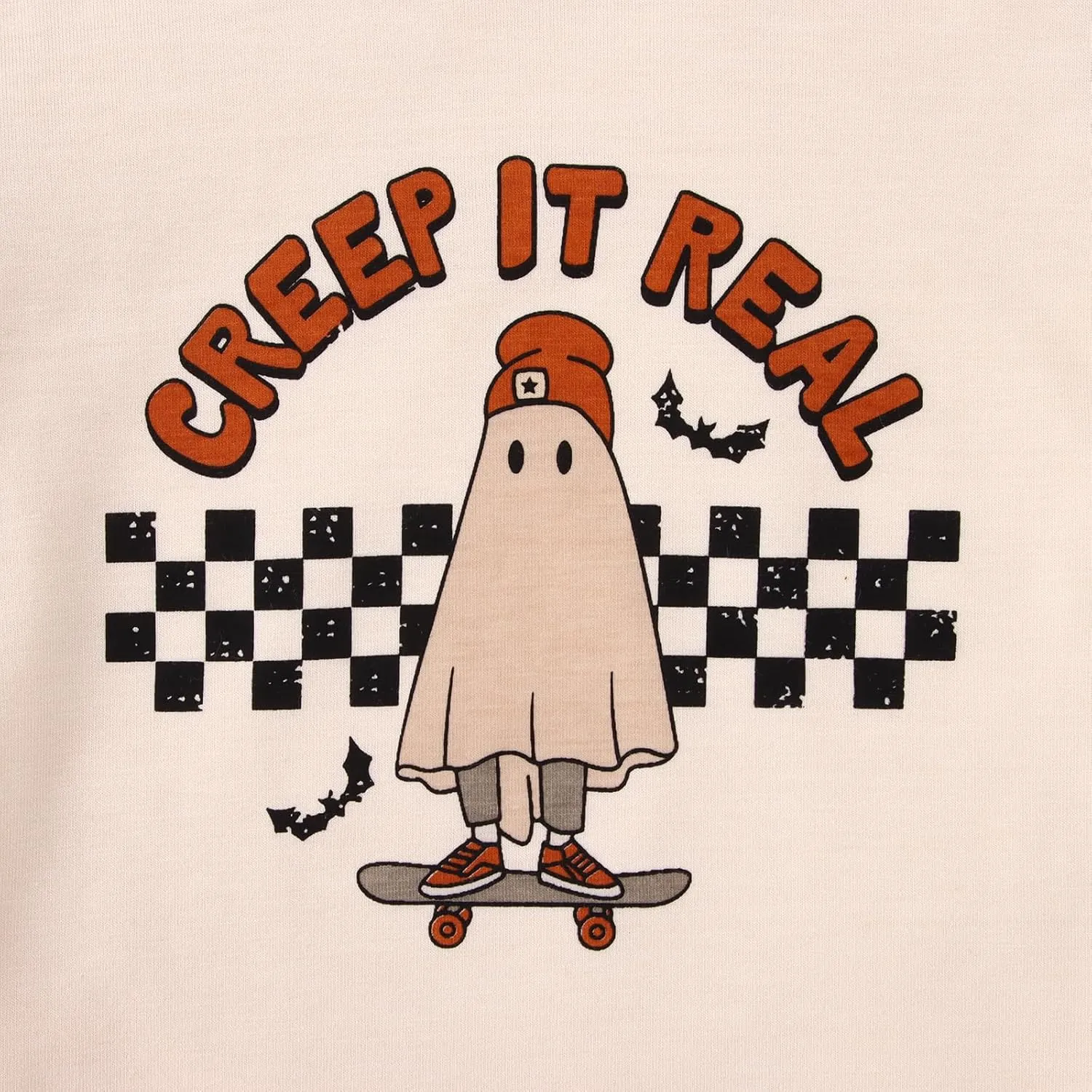 Toddler Halloween Shirt Baby Boys Girls Ghost Tshirt Creep It Real Short Sleeve Tee Tops Spooky Season Fall Clothes