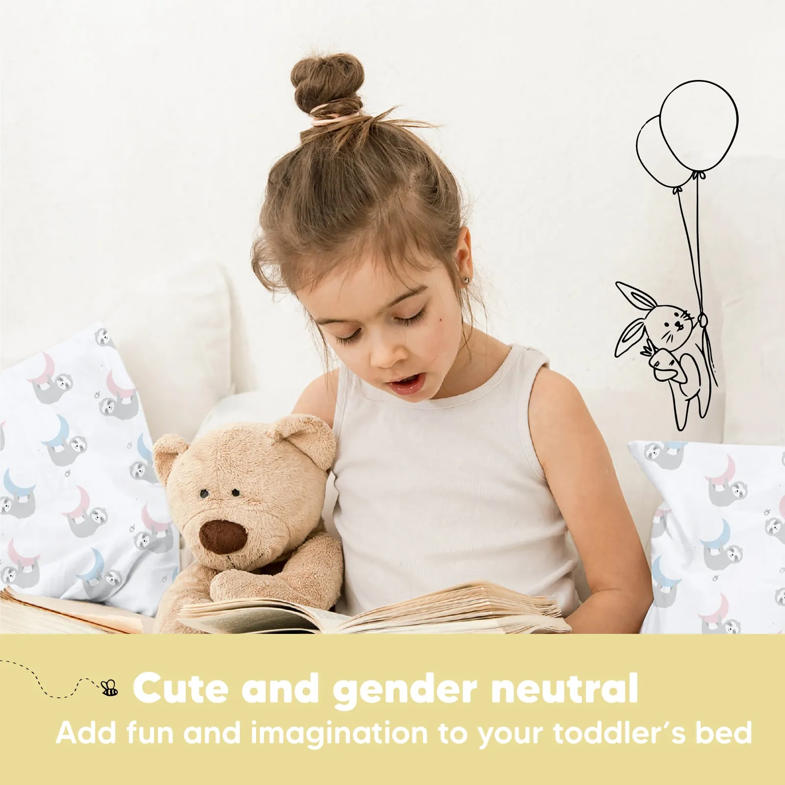 Toddler Pillow with Pillowcase (Moon Sloth)