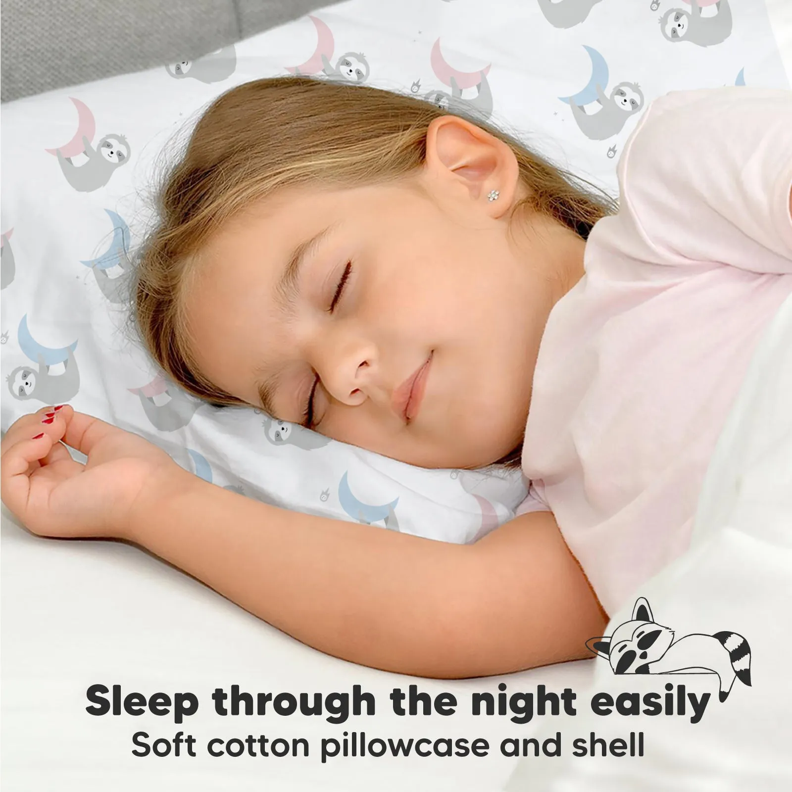 Toddler Pillow with Pillowcase (Moon Sloth)